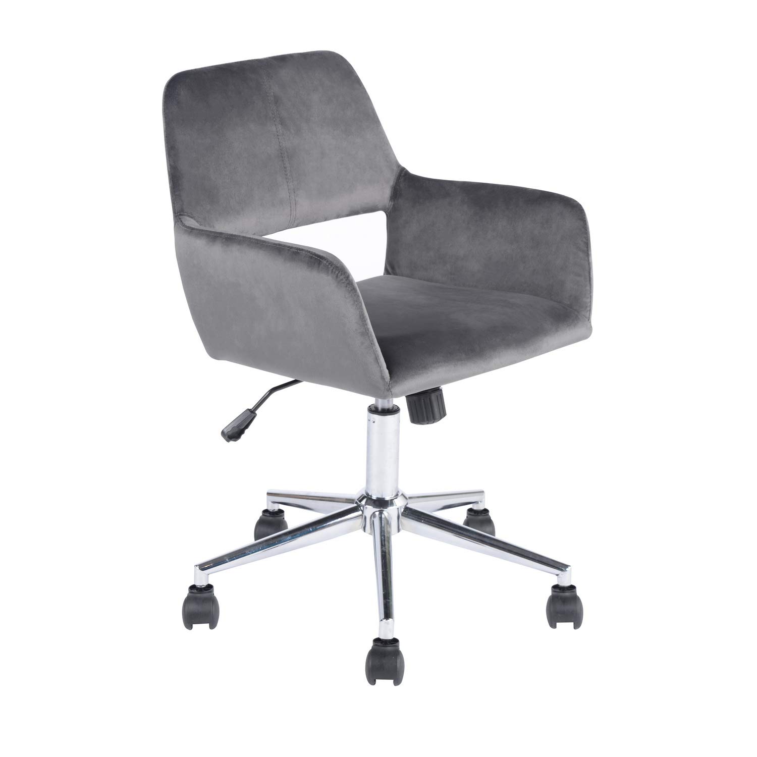 Premium Ergonomic Office Chair - Adjustable Height Swivel Computer Desk Chair with Velvet Upholstery & Mid Back Support - Comfortable Work Armchair for Home Office (Gray) - Perfect for Long Work Hours, Gaming & Remote Work Setup