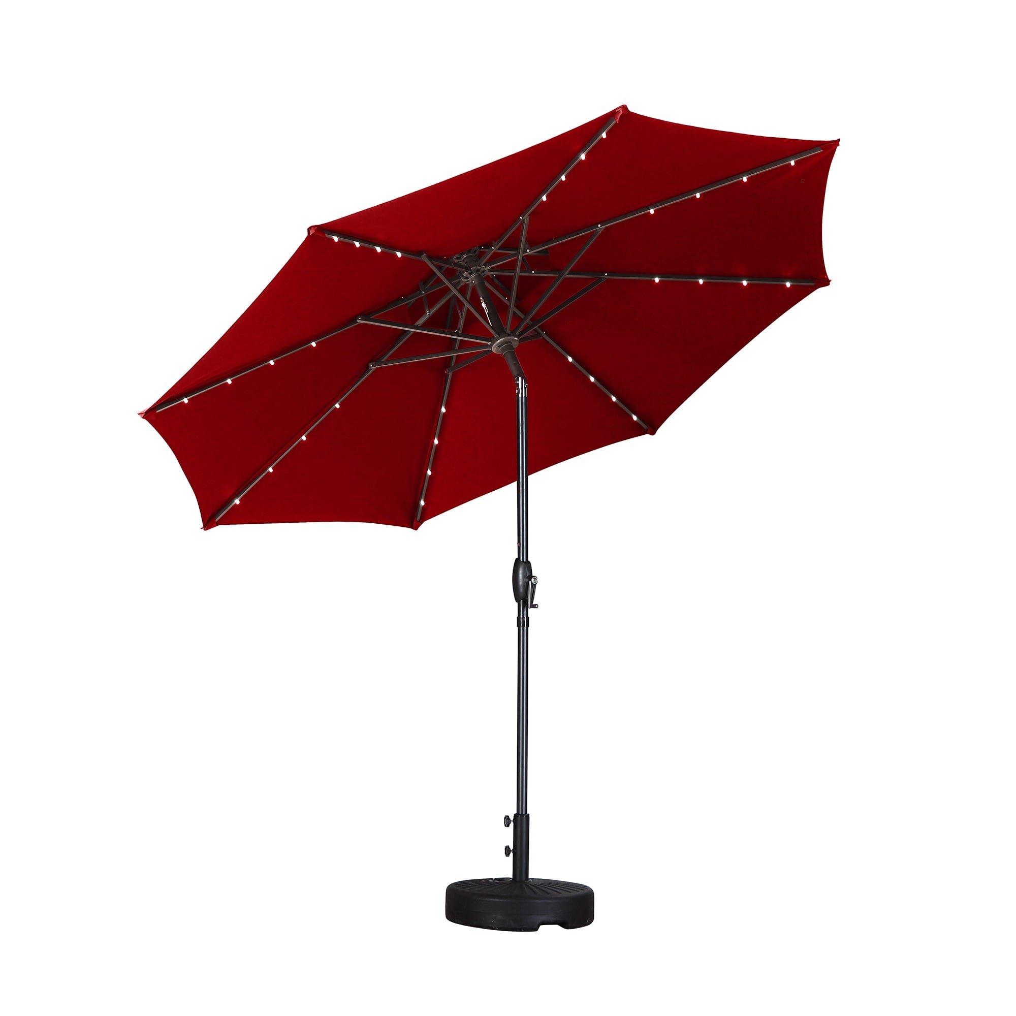 Ainfox OB OTU006RD 9ft Solar Powered Patio Umbrella with 32 LED Lights - 2 Tier Design, Red - Perfect for Outdoor Dining, Poolside Lounging, and Backyard Relaxation