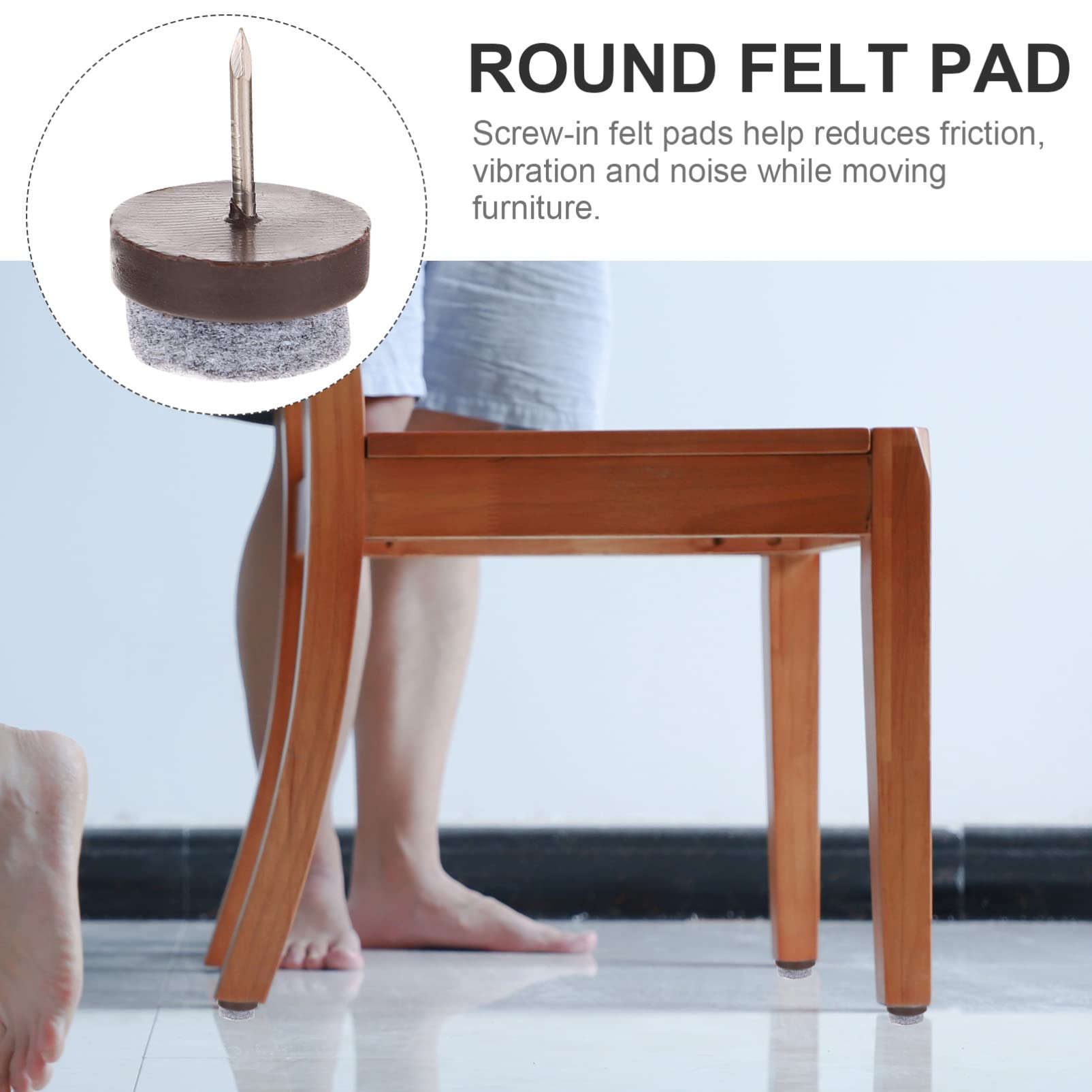 VILLCASE 60-Piece Anti-Slip Furniture Pads - Round Felt Nail Protectors for Noise Reduction & Floor Protection | Easy to Install Felt Pads for Chairs, Tables & Furniture | Home & Office Use