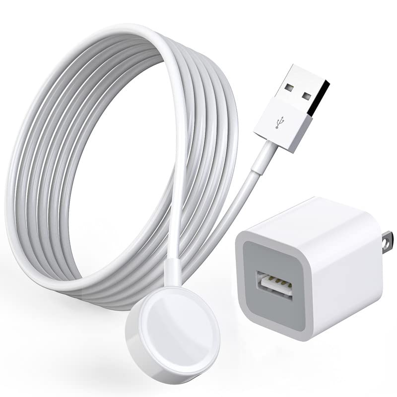 Apple Watch Charger 6.6FT MFi Certified - Fast Wireless Charging Cable with USB Wall Adapter & Travel Plug - Compatible with Apple Watch Series 8/7/6/5/4/3/2/SE/Ultra - Perfect for Home, Office & Travel Charging