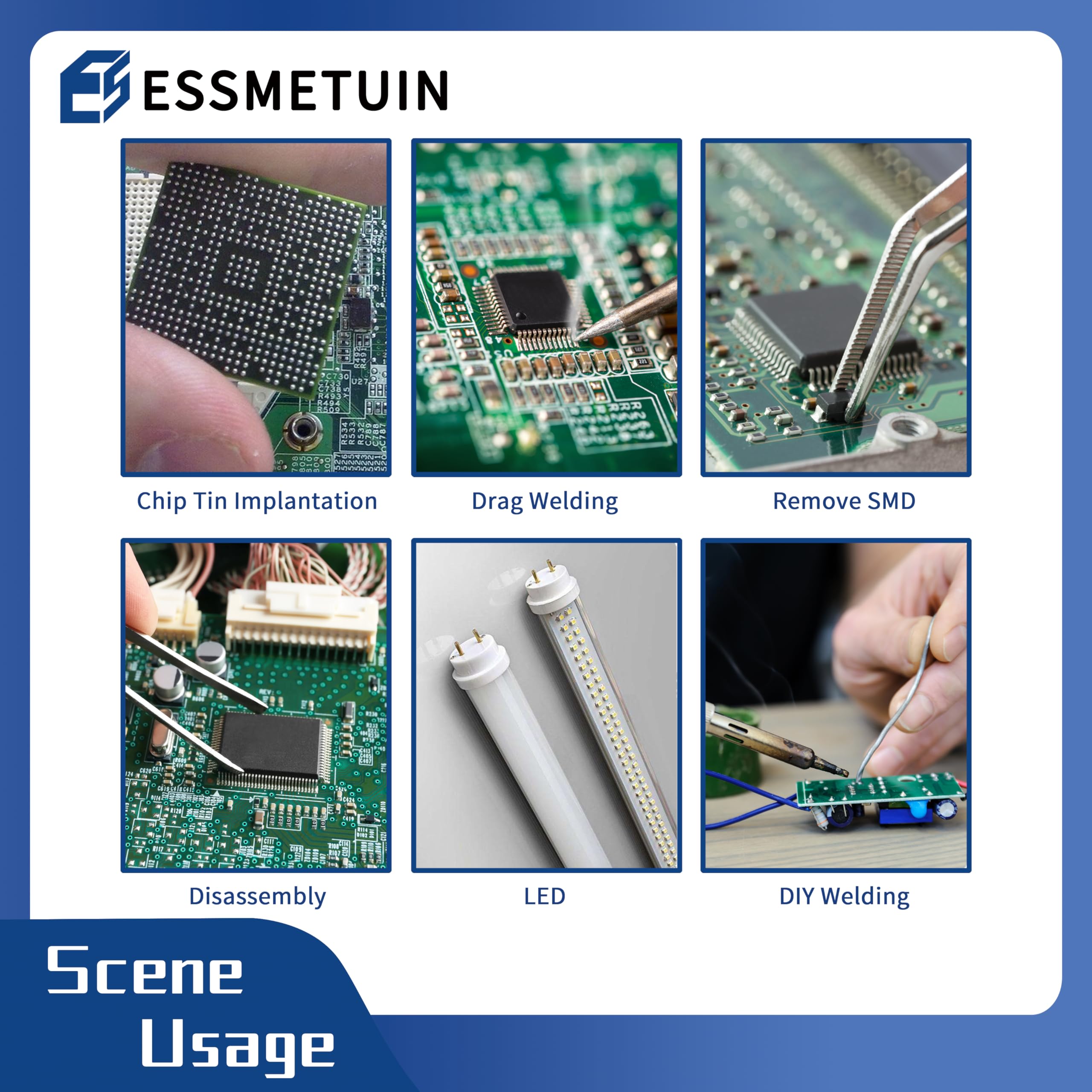 Premium Solder Wick & No-Clean Flux for Electronics Repair - Desoldering Braid & Soldering Paste Kit for PCB, Circuit Board, and DIY Projects
