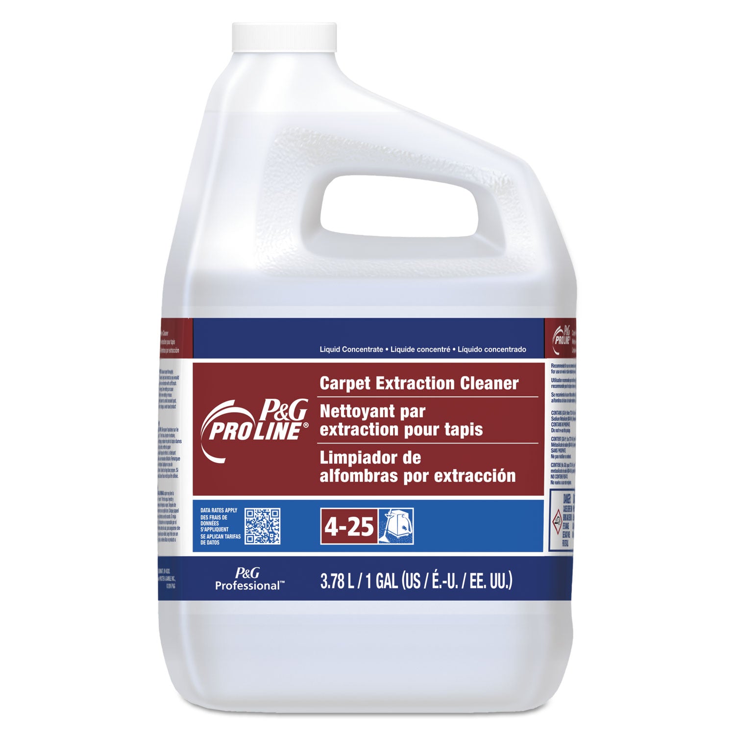 25# Heavy-Duty Carpet Extraction Cleaner Solution - Peach Scented, 1 Gallon Bottle (4/Carton) for Deep Cleaning Carpets, Upholstery & Auto Interiors