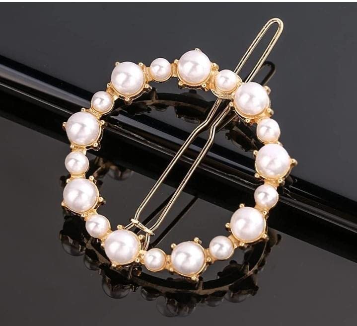 Elegant SS Metal Hair Clips for Women - Hollow Hairpins with Pearl Accents, Korean Style Barrettes (8-Pack) - Perfect for Weddings, Parties & Everyday Hairstyling