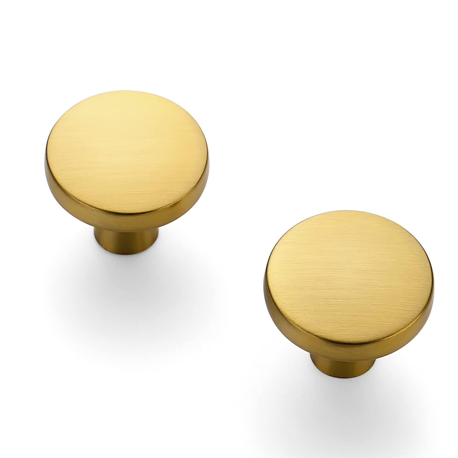 Ravinte 10 Pack 1-1/4 Inch Solid Brushed Brass Cabinet Knobs - Round Dresser Drawer Pulls for Kitchen Cabinets, Cupboards & Furniture - Elegant Gold Hardware for Home & Office Organization