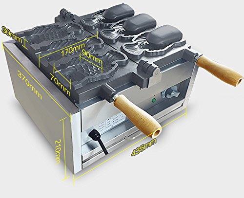 Commercial Electric Taiyaki Fish Waffle Maker - 3-Cavity Nonstick 110V, 180° Opening - Perfect for Ice Cream, Red Bean Paste & Sweet Fillings - Ideal for Cafes, Dessert Shops & Home Baking