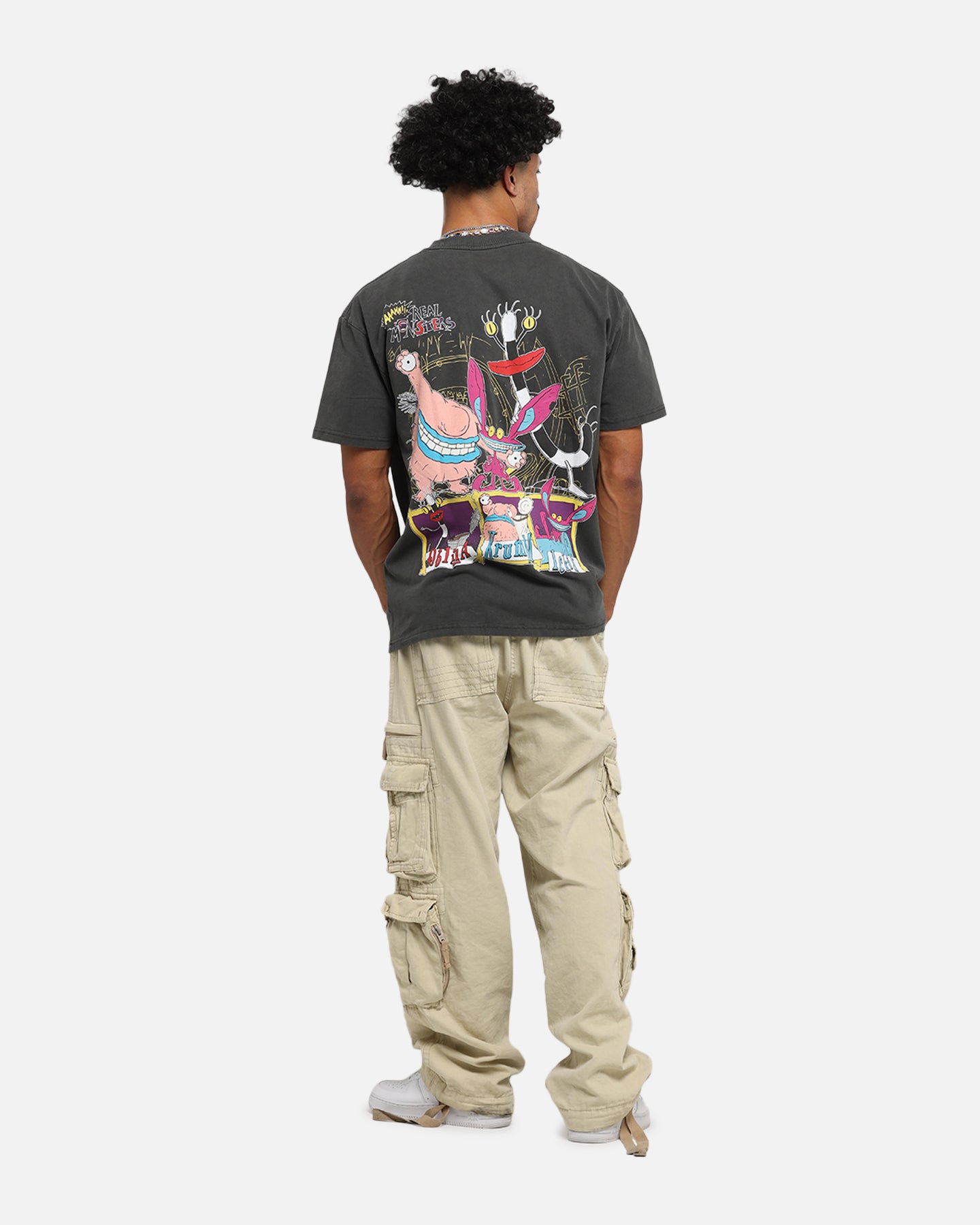 American Thrift x Aaahh!!! Real Monsters Vintage Heavyweight T-Shirt - Black Washed Cotton Tee for Casual Wear & Retro Fashion