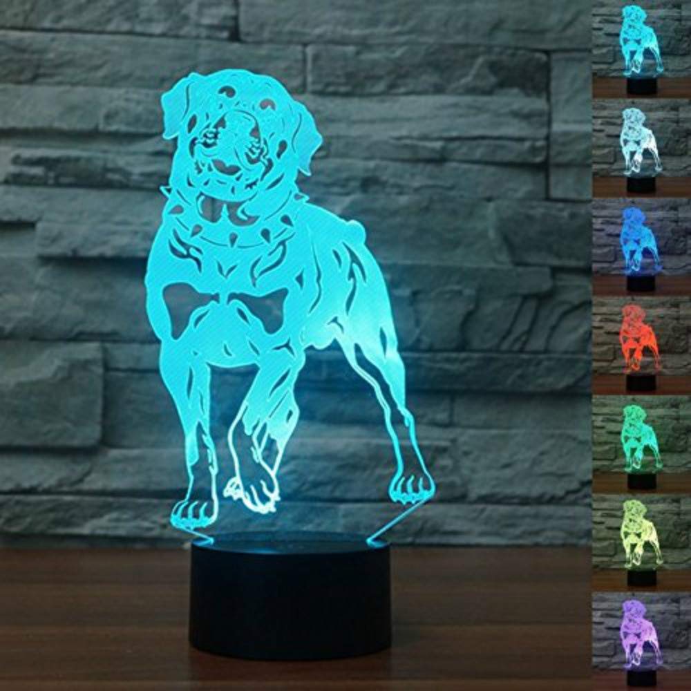 3D Sharpei Dog Night Light - 7 Color Changing LED Table Lamp for Desk, Bedroom, Nursery | Optical Illusion Animal Lamp | Perfect Gift for Kids, Birthday, Christmas Decor & Home Love Decoration