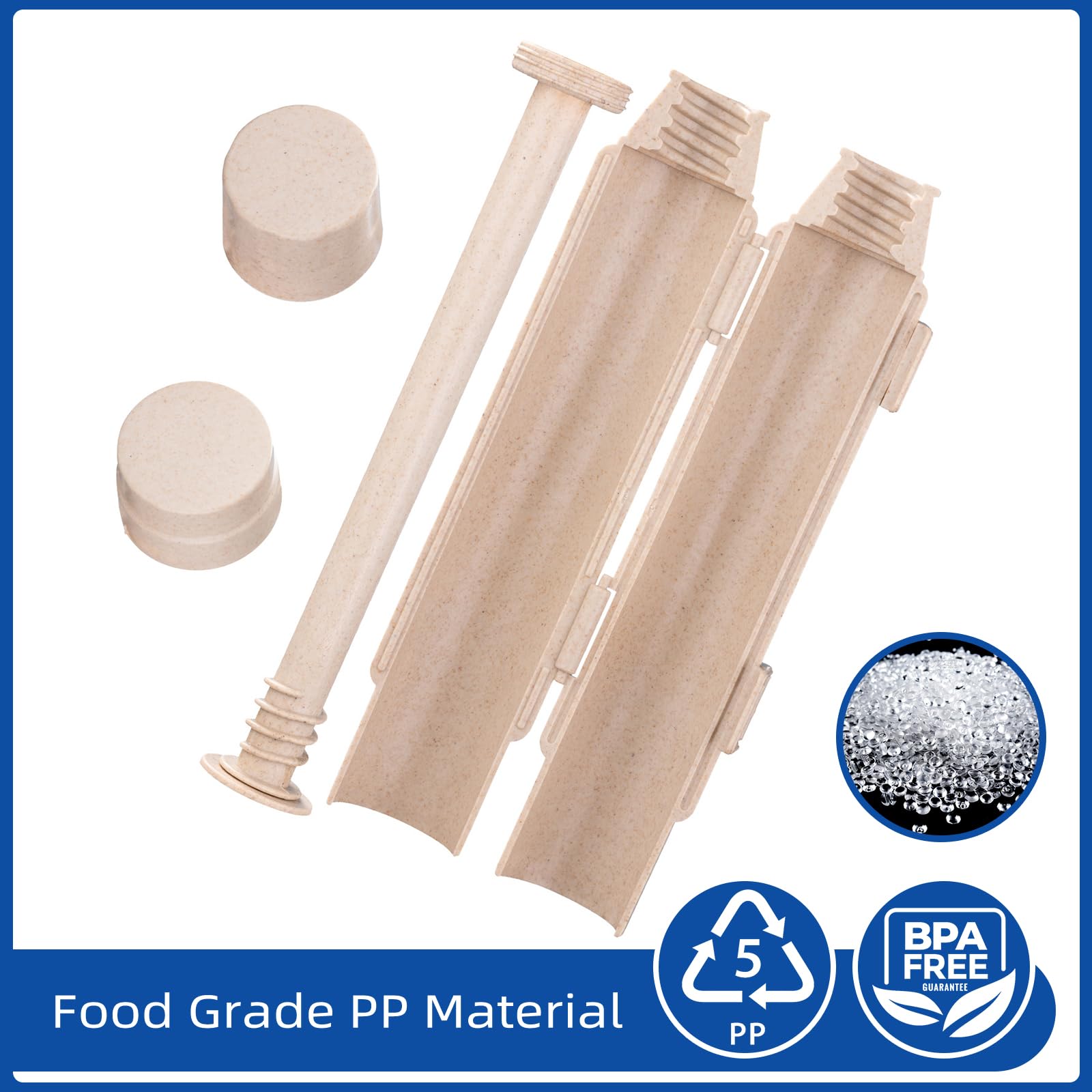 Premium Sushi Maker Kit - BPA-Free Food Grade Plastic Sushi Roller Bazooka for Beginners & Kids - Easy DIY Homemade Sushi Making Tool for Family Cooking, Parties & Healthy Snacks - Beige