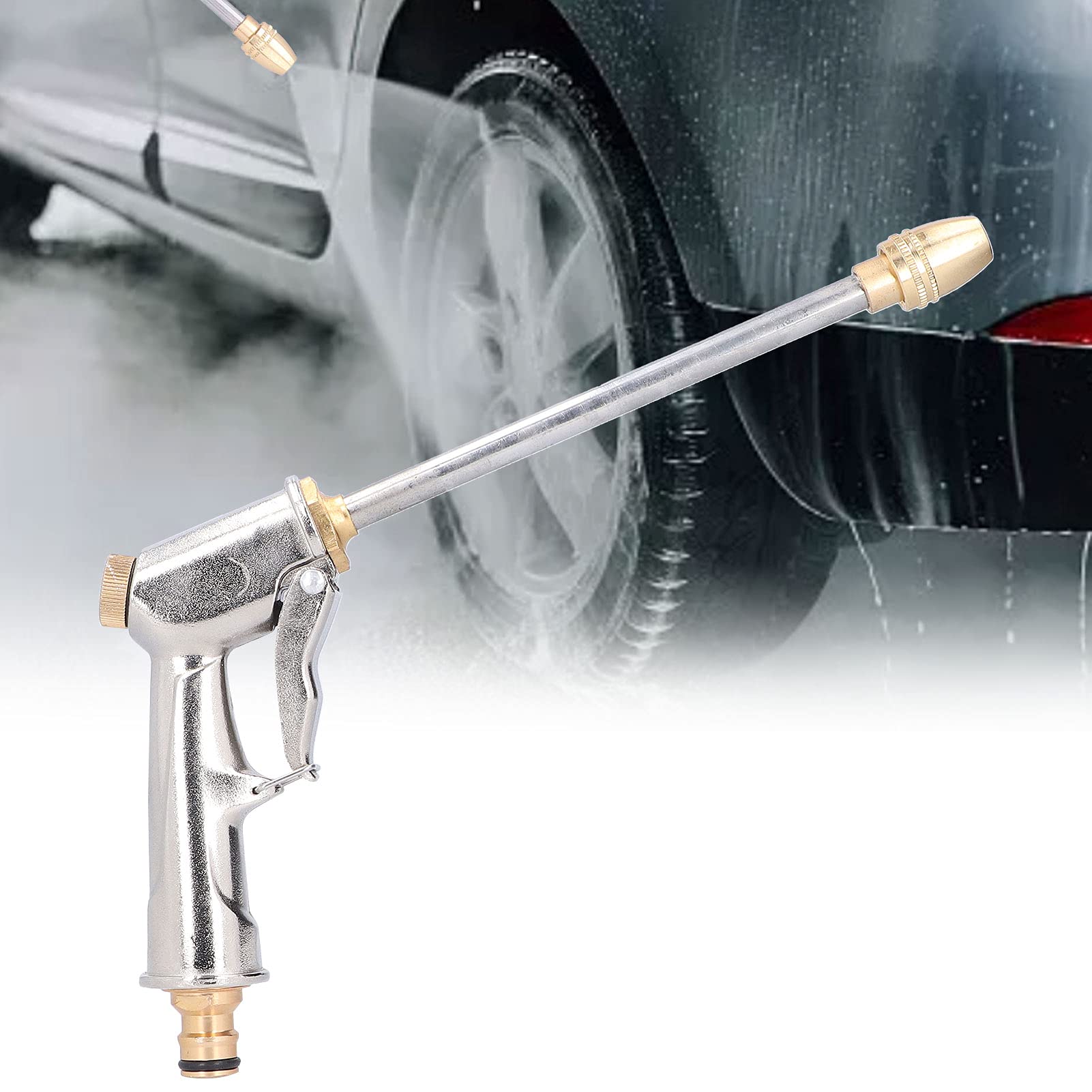 BTIHCEUOT High Pressure Water Sprayer Hose with Ergonomic Lever Handle - 360° Rotating Nozzle, Rustproof Long Nozzle for Garden, Car Washing, and Outdoor Cleaning
