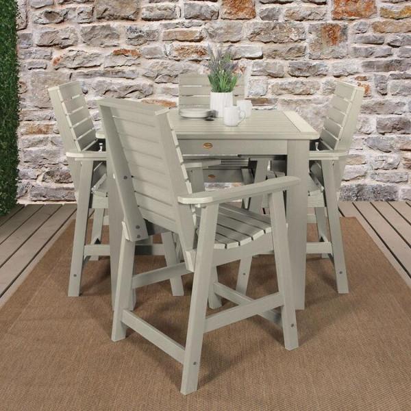 Weatherly 5-Piece Square Counter Height Outdoor Dining Set - Patio Bistro Table and Chairs for Backyard, Garden, Deck or Poolside Dining