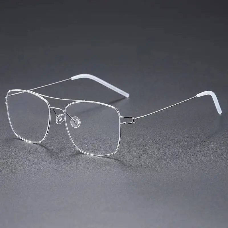 Aimee Unisex Full Rim Square Double Bridge Titanium Eyeglasses 1554 - Lightweight Durable Frame for Men & Women - Perfect for Reading, Work, and Everyday Use