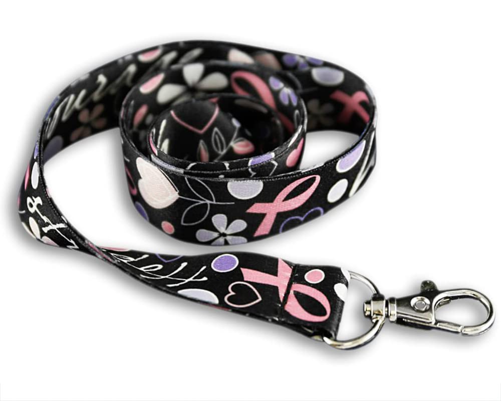 Breast Cancer Awareness Lanyards 4 Pack - Hope Strength Love for Fundraising & Events