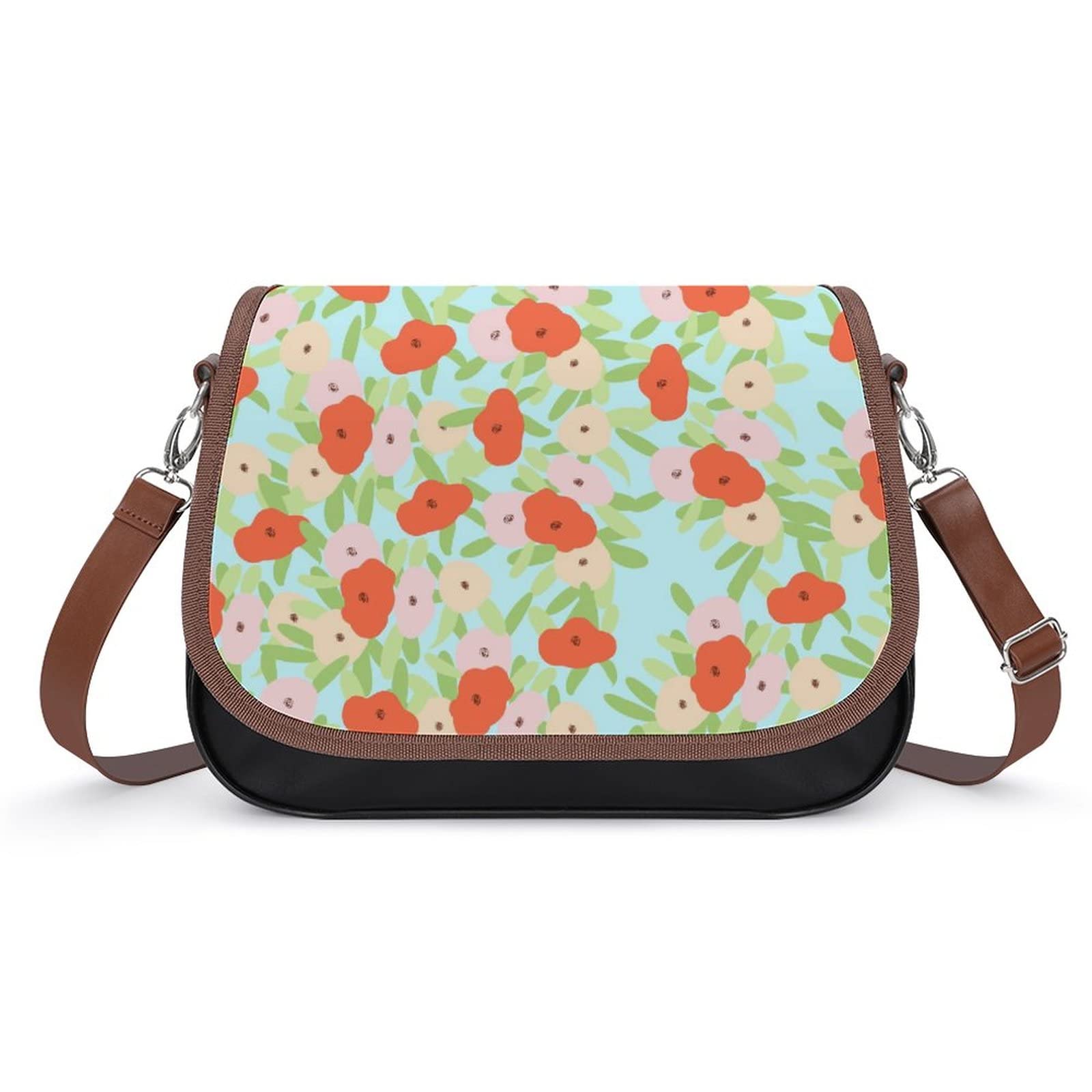 Stylish Floral Print Medium Crossbody Bag for Women - Light Blue Designer Shoulder Messenger Satchel | Perfect for Work, Travel & Everyday Use
