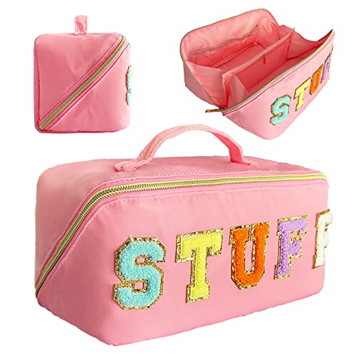 Pink nylon makeup bag