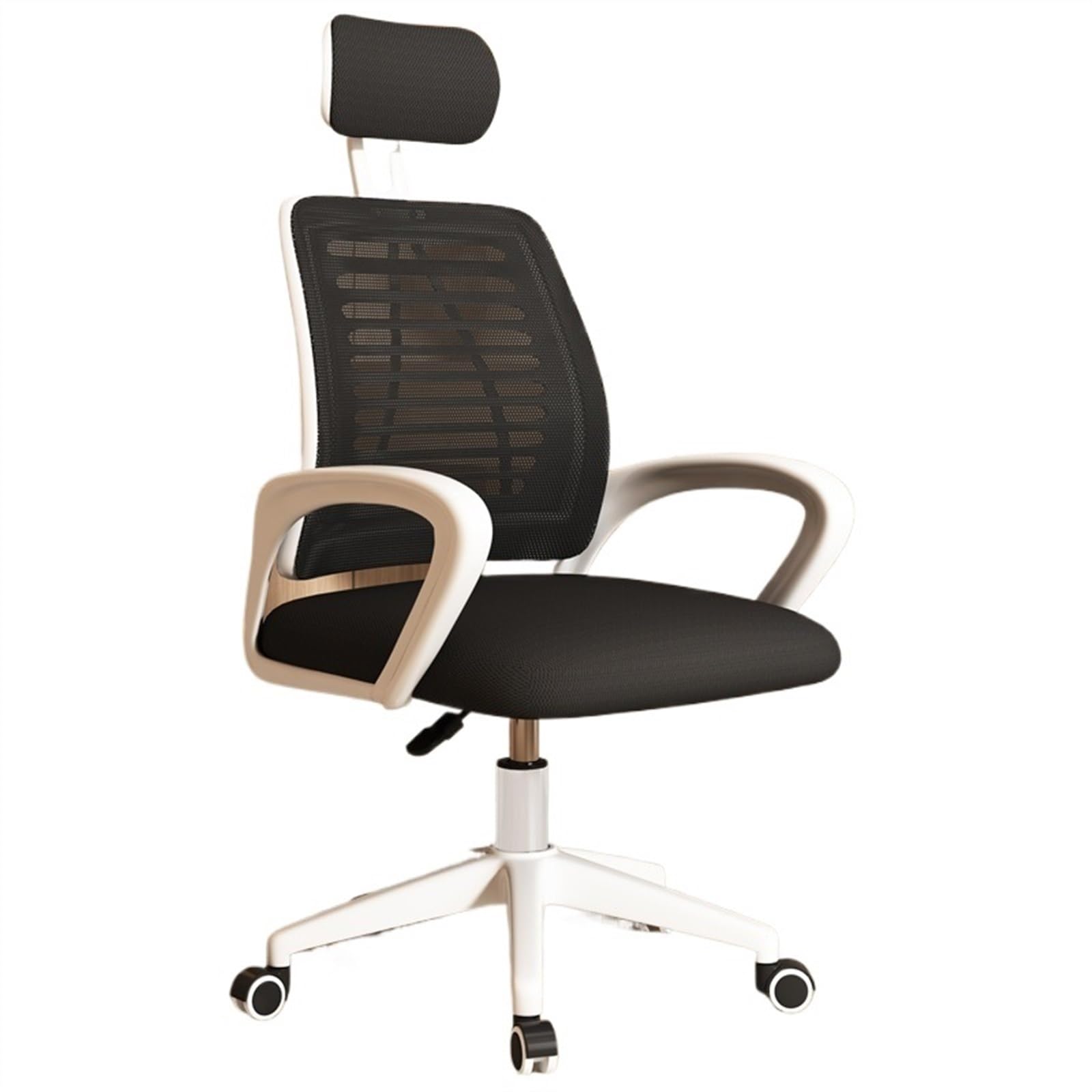 Ergonomic Office Chair with Lumbar Support - High Back Mesh Desk Chair with Fixed Armrests & Soft Foam Seat Cushion for Home & Office Use - Perfect for Long Work Hours, Gaming, and Study Sessions (Black)