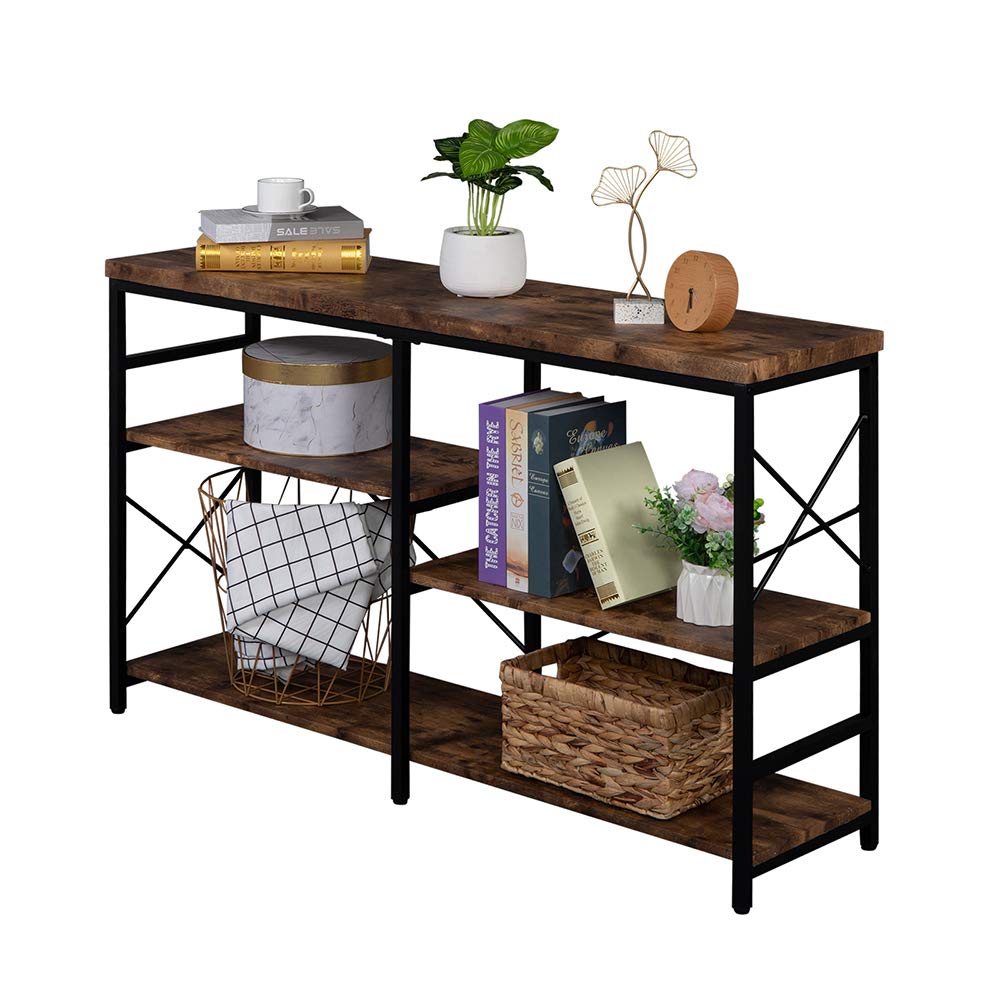 Industrial Sofa Table - 3-Tier Rustic Console Table for Entryway & Living Room, Easy Assembly, Brown - Perfect for Hallway Decor, Small Space Furniture & Farmhouse Style Home