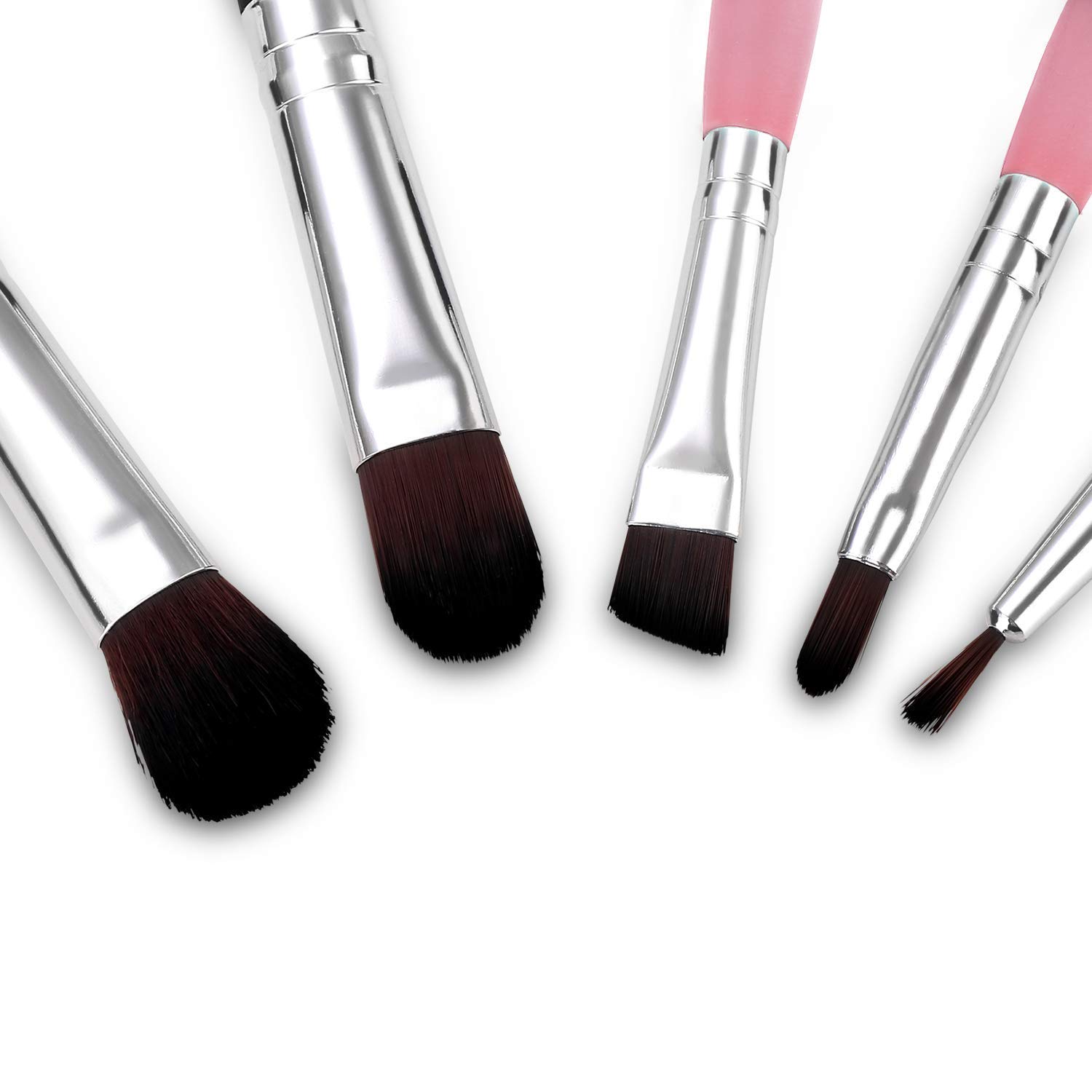 Premium 5-Piece Essential Eye Makeup Brush Set with Portable Storage Box - Concealer, Eyeshadow, Eyeliner, Eyebrow & Lip Brushes (Pink) - Perfect for Travel, Professional Makeup Artists & Everyday Beauty Routine