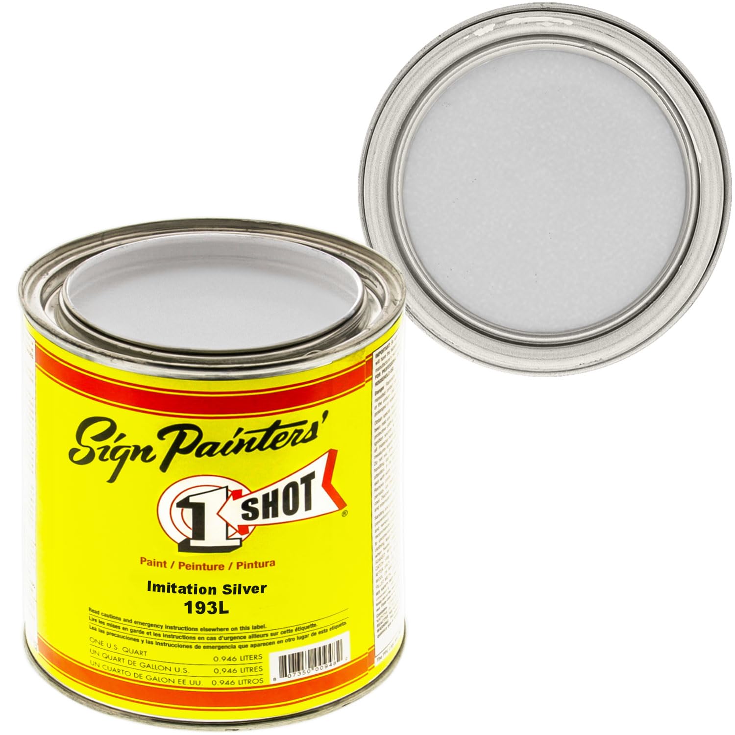 1 Shot Lettering Metallic Silver Pinstriping Enamel Paint - 1 Quart for Automotive, Sign Painting & DIY Crafts - High Gloss Finish for Cars, Motorcycles & Decorative Projects
