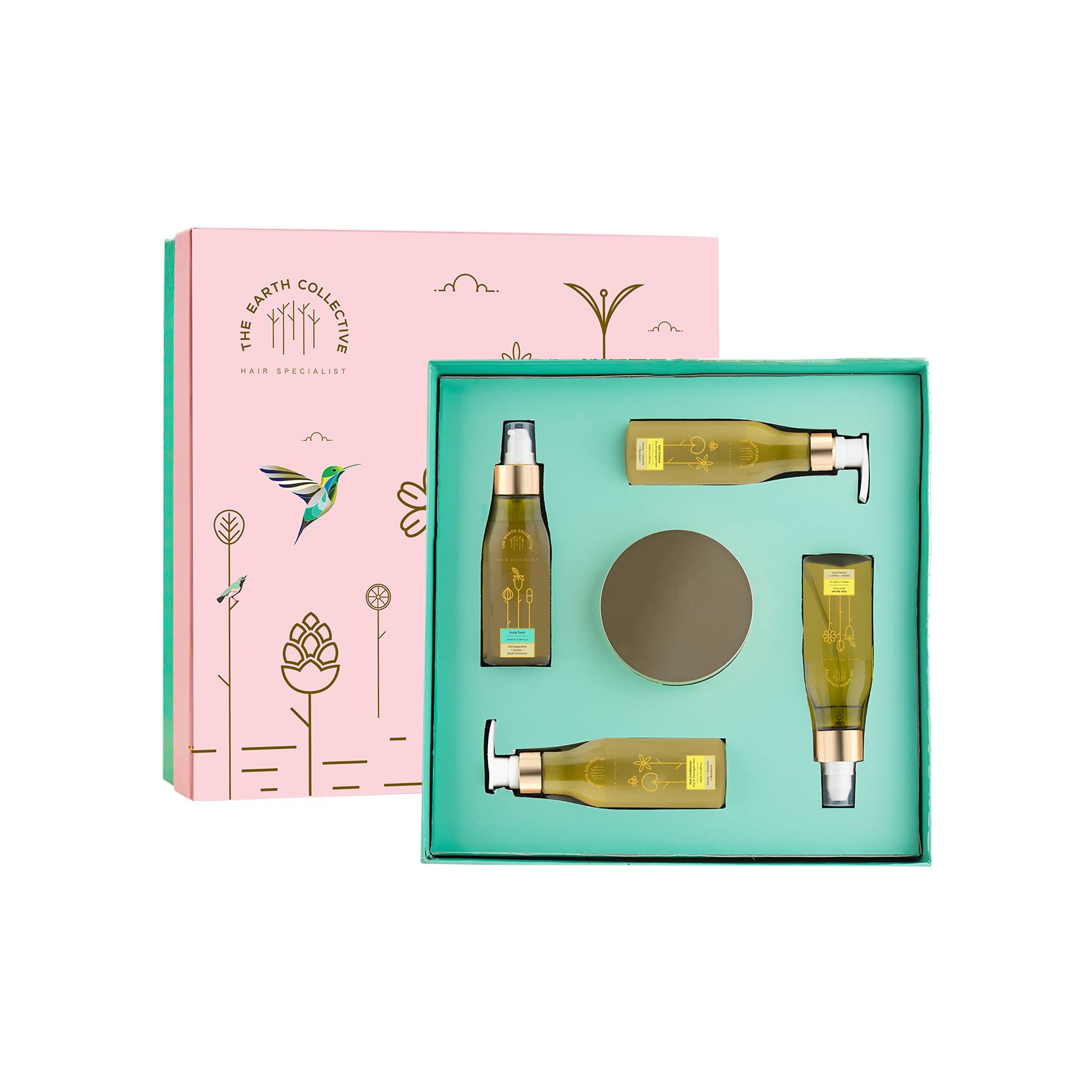 The Nourishment Collective Hair Care Kit - Scalp Tonic, Hair Cleanser, Conditioner, Overnight Illuminator (100ml) & Hair Mask (200ml) for Dry, Damaged Hair - Complete Hair Treatment for Shine & Repair at Home or Salon