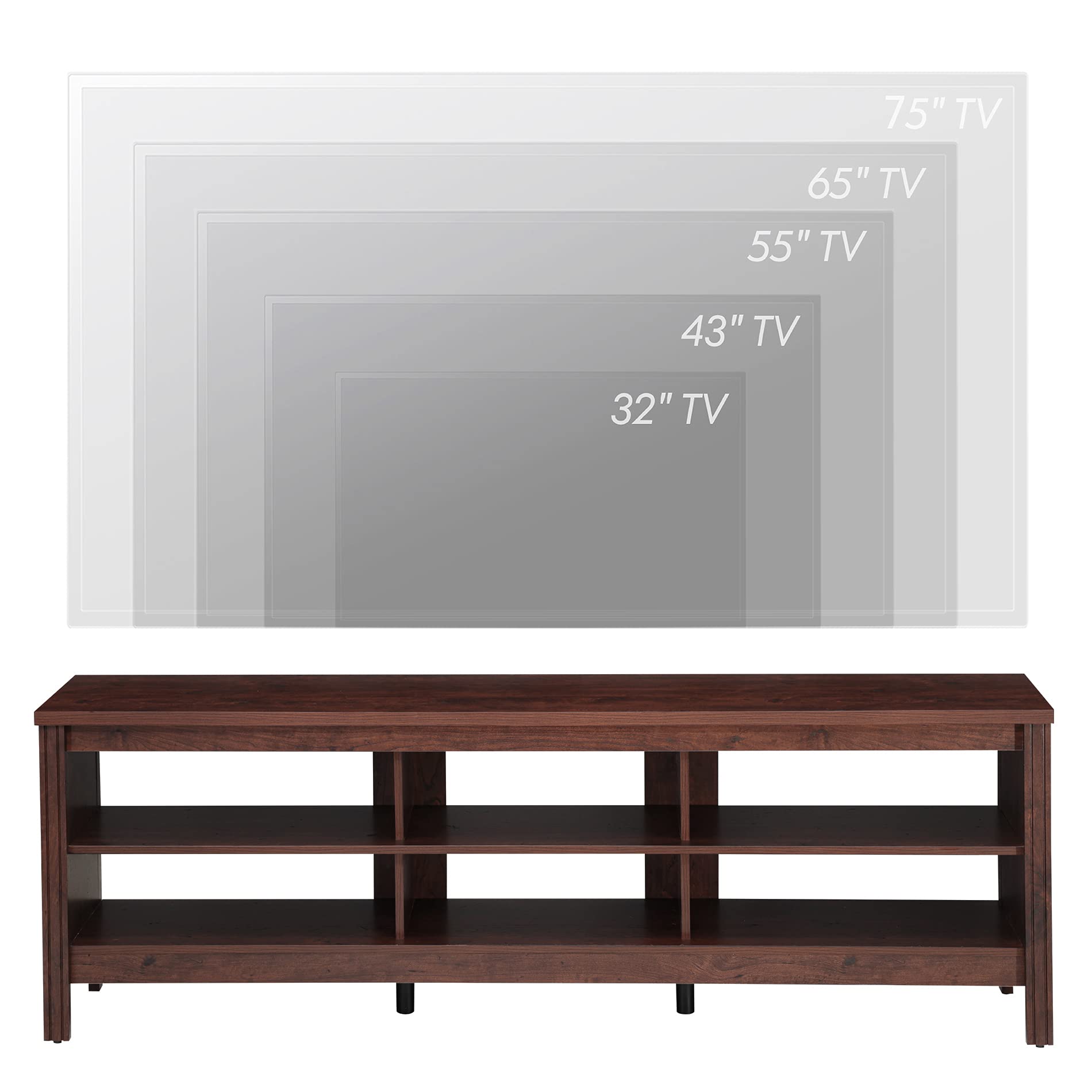 WAMPAT 75 Inch Gaming TV Stand with LED Lights - Rustic Brown Entertainment Center with 6 Storage Cubby & Blue LED Lighting - Perfect for Living Room, Bedroom & Office - Ideal for Gaming Setups & Home Theater Systems