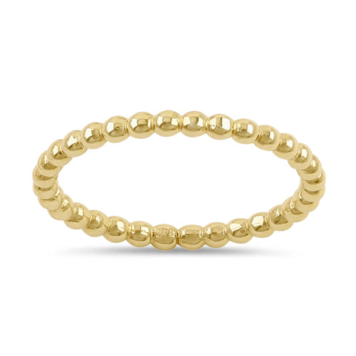 14K Yellow Gold Stackable Bead Ring for Women - Dainty Minimalist Jewelry - Perfect for Layering, Everyday Wear & Gift Giving