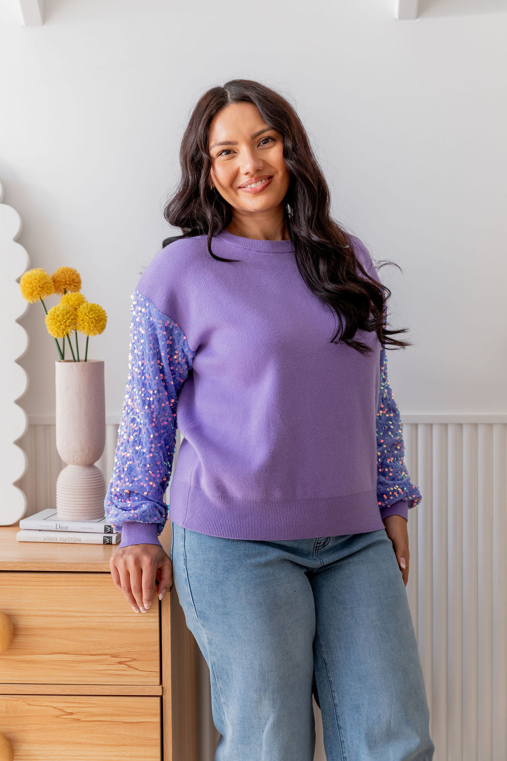 Lilac Glam Knit Sweater for Women - Cozy & Stylish Pullover for Fall & Winter Fashion | Perfect for Casual Outings & Office Wear