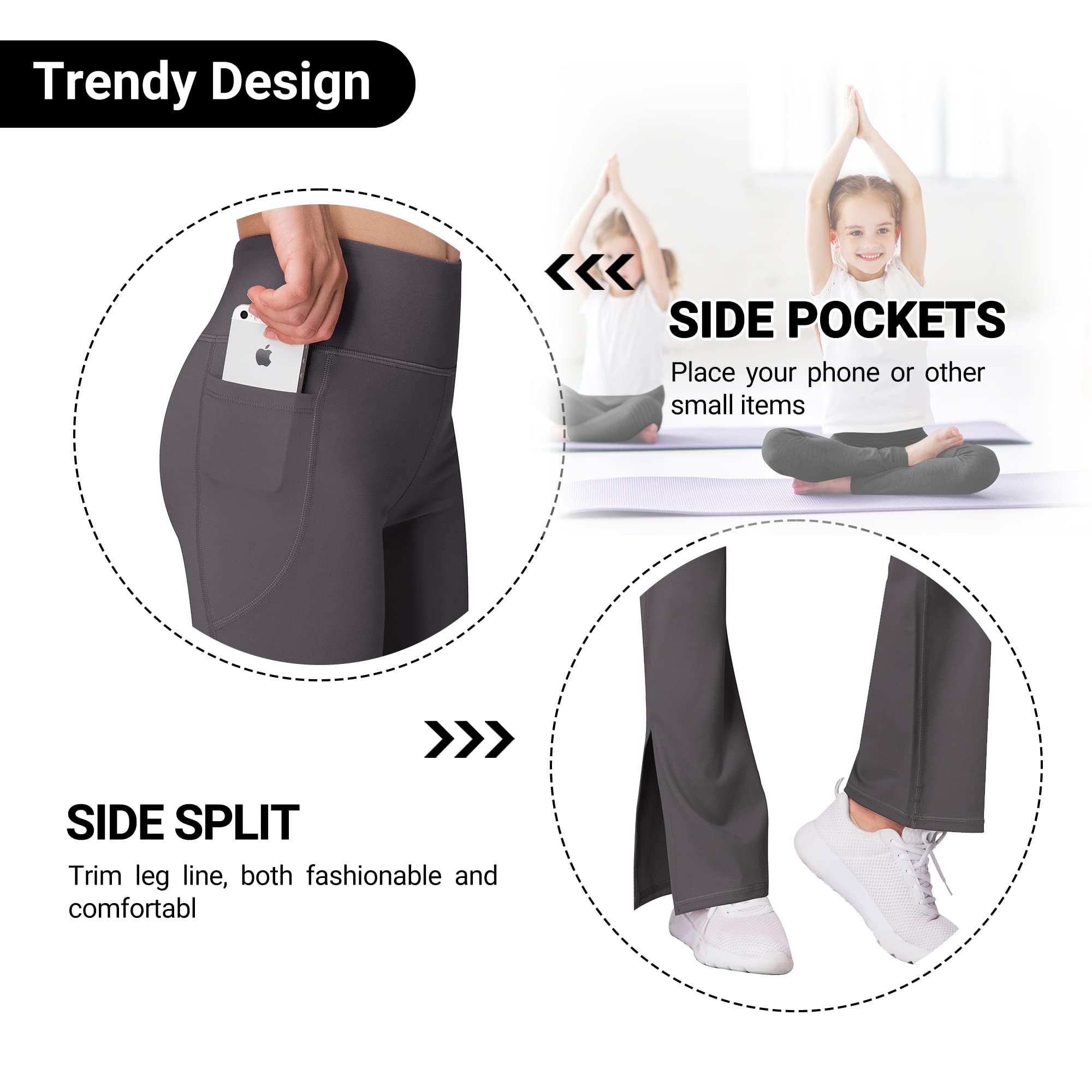 Best Women's High Waisted Yoga Pants with Pockets - 3 Pack Tummy Control Flared Leggings for Yoga, Workout & Casual Wear