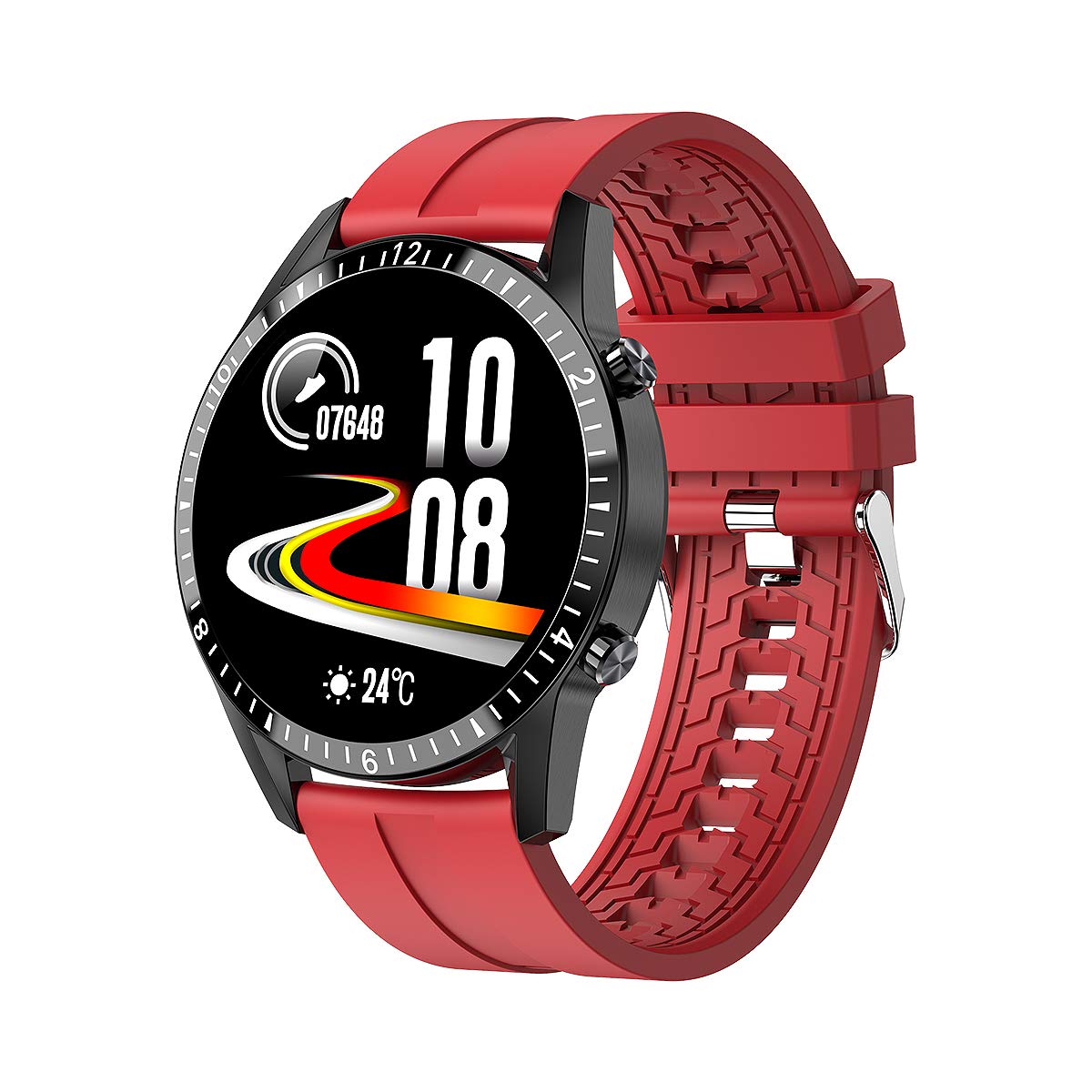 Smart Fitness Watch with Heart Rate & Blood Oxygen Monitor, Sleep Tracking, Step Counter - Compatible with Android & iOS Phones - Perfect for Running, Gym Workouts & Daily Activity Tracking (Red)