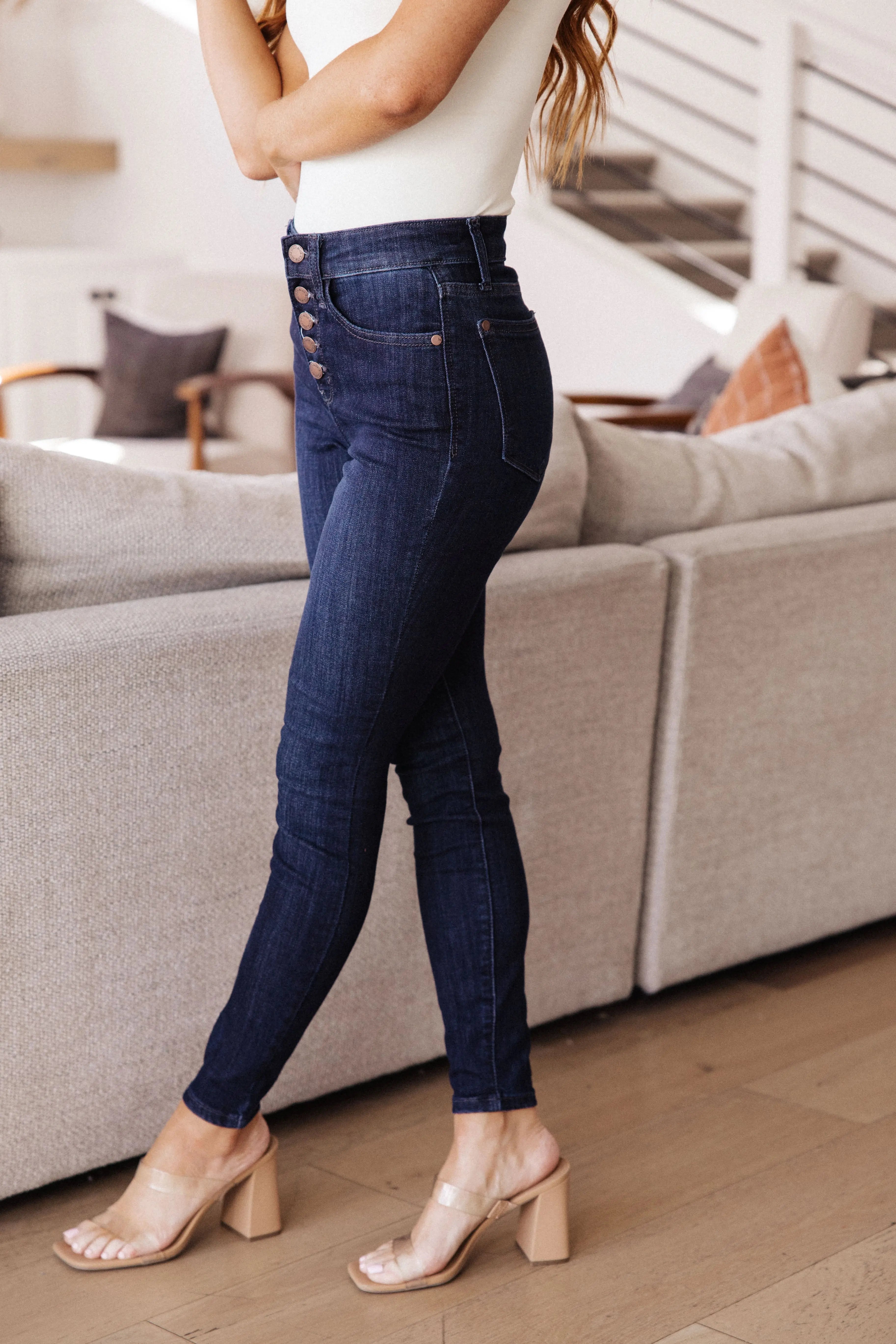 Celecia High Waist Hand Sanded Resin Skinny Jeans for Women - Trendy Stretch Denim Pants for Casual Wear & Night Out