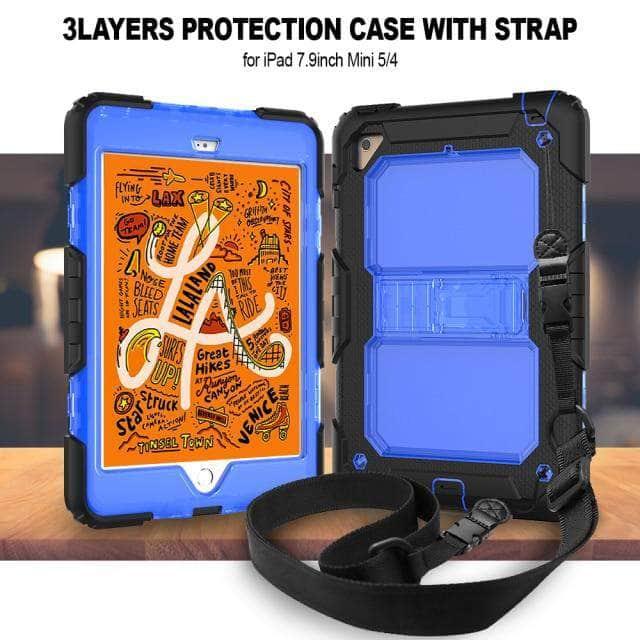 Durable iPad Mini 5 Case with Adjustable Shoulder Strap & Stand - Perfect for Travel, Work, and Hands-Free Viewing