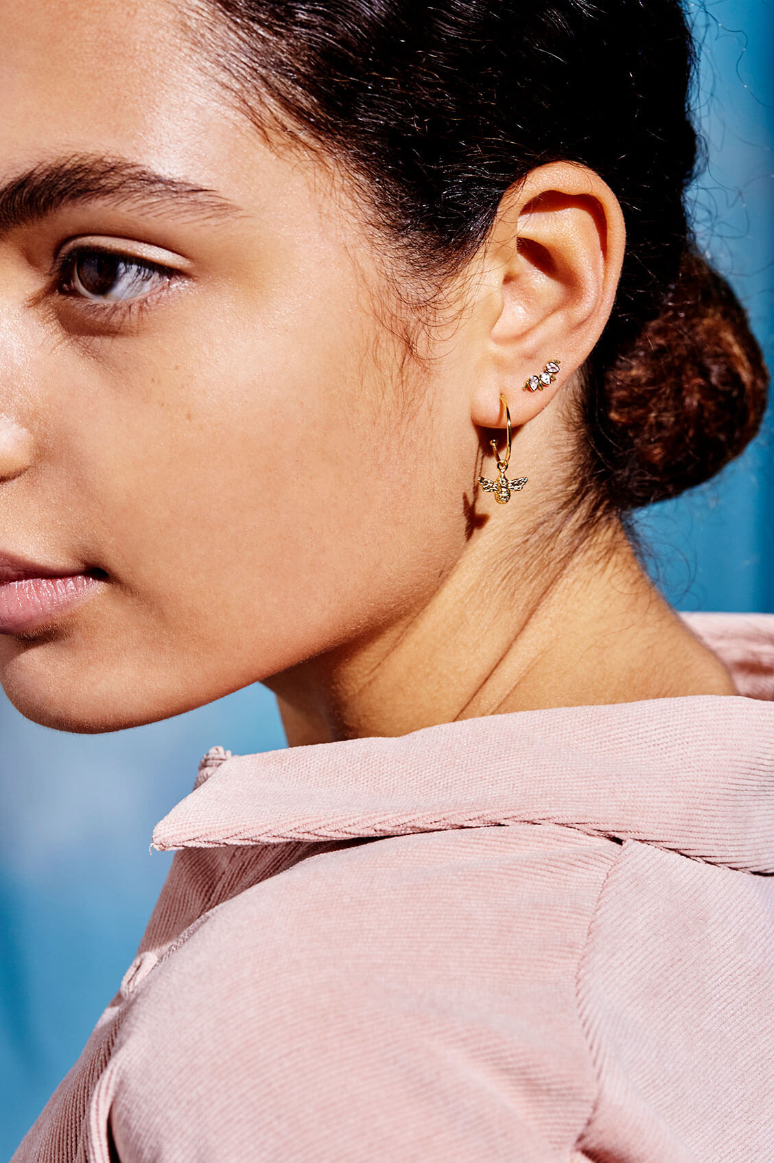 Bee Drop Hoop Earrings for Women - Dainty Gold Plated Floral Jewelry - Perfect for Date Night, Wedding & Everyday Wear