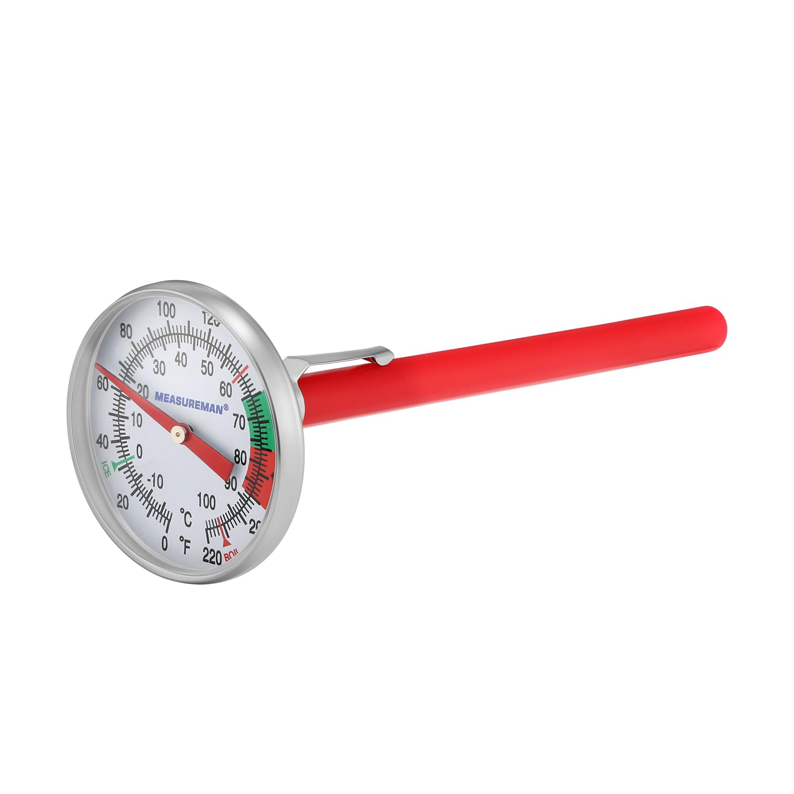 MEASUREMAN Instant Read Digital Meat Thermometer - Fast & Accurate Food Thermometer for Cooking, Grilling, Baking - Dishwasher Safe Pocket-Sized Red Thermometer - Perfect for Steak, BBQ, Oven, Milk Foaming & Coffee Brewing | Ideal for Home Chefs, Baristas & Outdoor Cooking