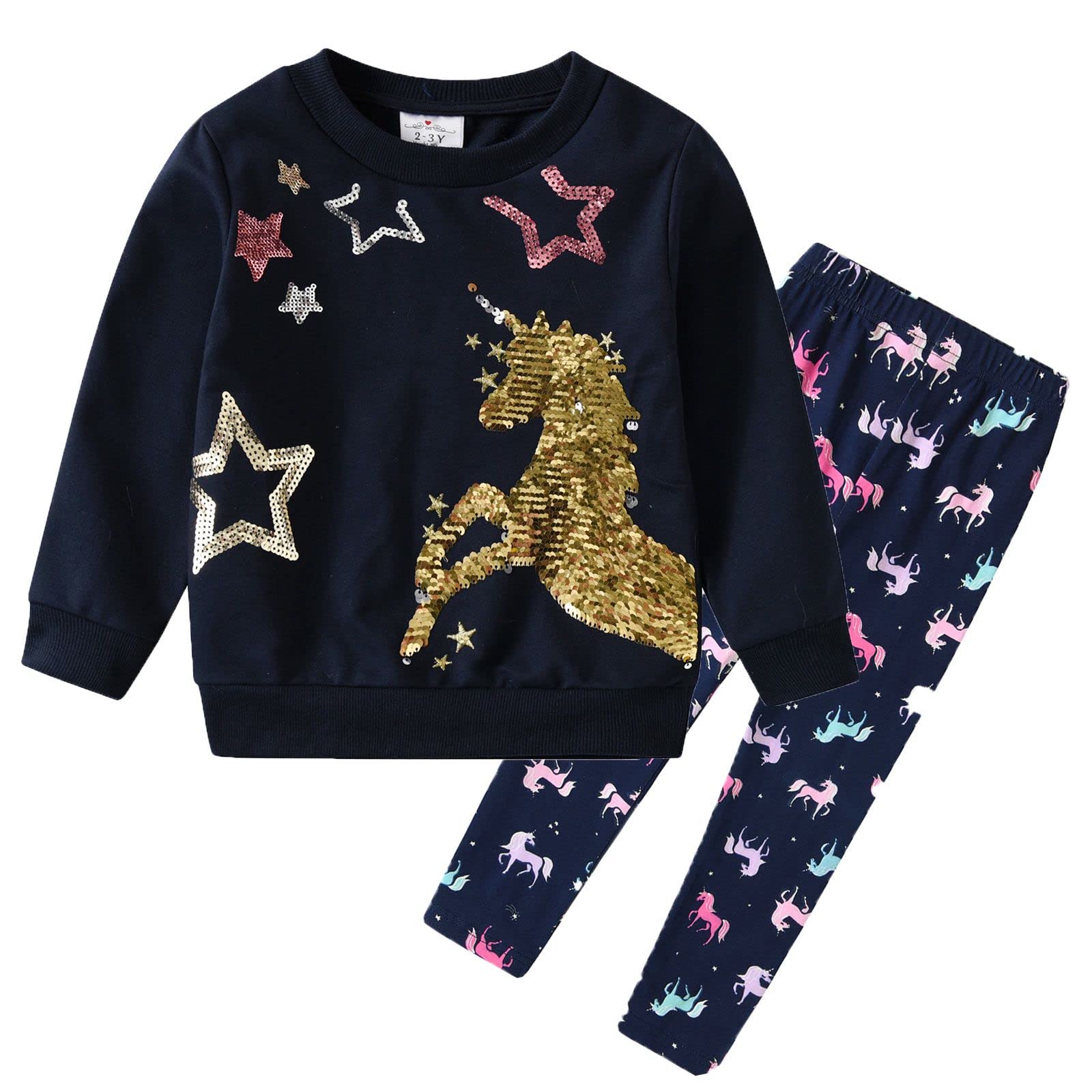 VIKITA Girls Winter Outfits - Toddler & Little Kids Shirts & Leggings Set, Cute Birthday Gift for 1-5 Year Olds | Warm Playdate & Holiday Fashion Clothing