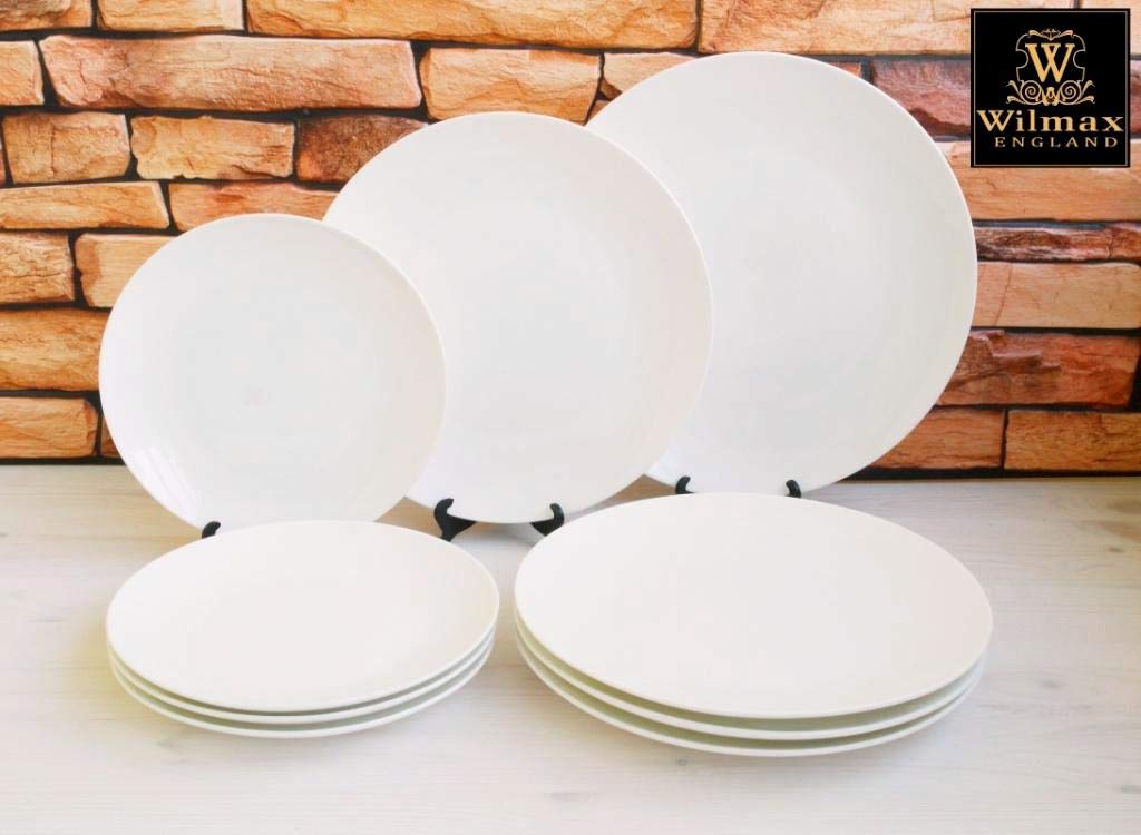 Wilmax White Porcelain Bread Plates Set of 6 (9 Inch) | Premium English Porcelain | Dishwasher & Microwave Safe | Perfect for Breakfast, Dinner Parties & Formal Dining