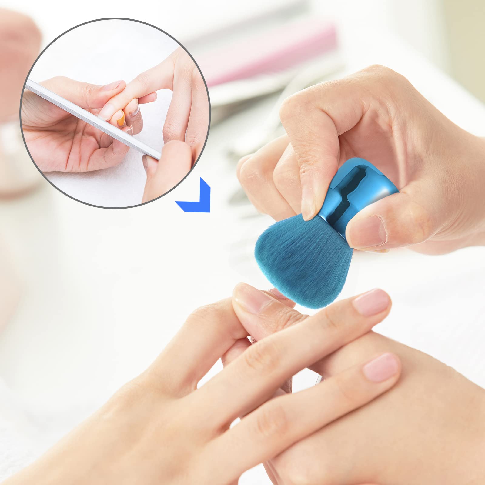 Vaincre Nail Art Dust Powder Remover Brush - Soft Professional Nail Dust Cleaner Brush for Acrylic Nails, Gel Polish & Makeup Application (Blue) | Perfect for Salon, Home Manicure & Nail Art Design