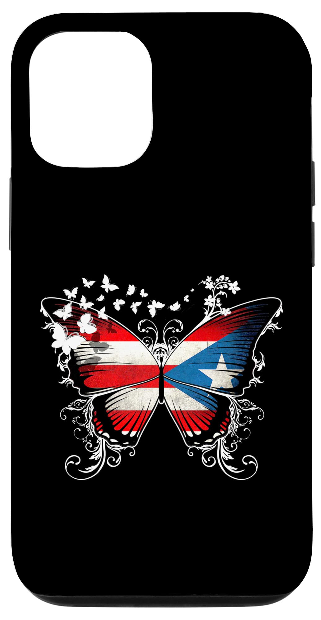 iPhone 12/12 Pro Case with Puerto Rico Flag & Butterfly Design - Stylish Protective Cover for Travel, Daily Use & Showing Puerto Rican Pride