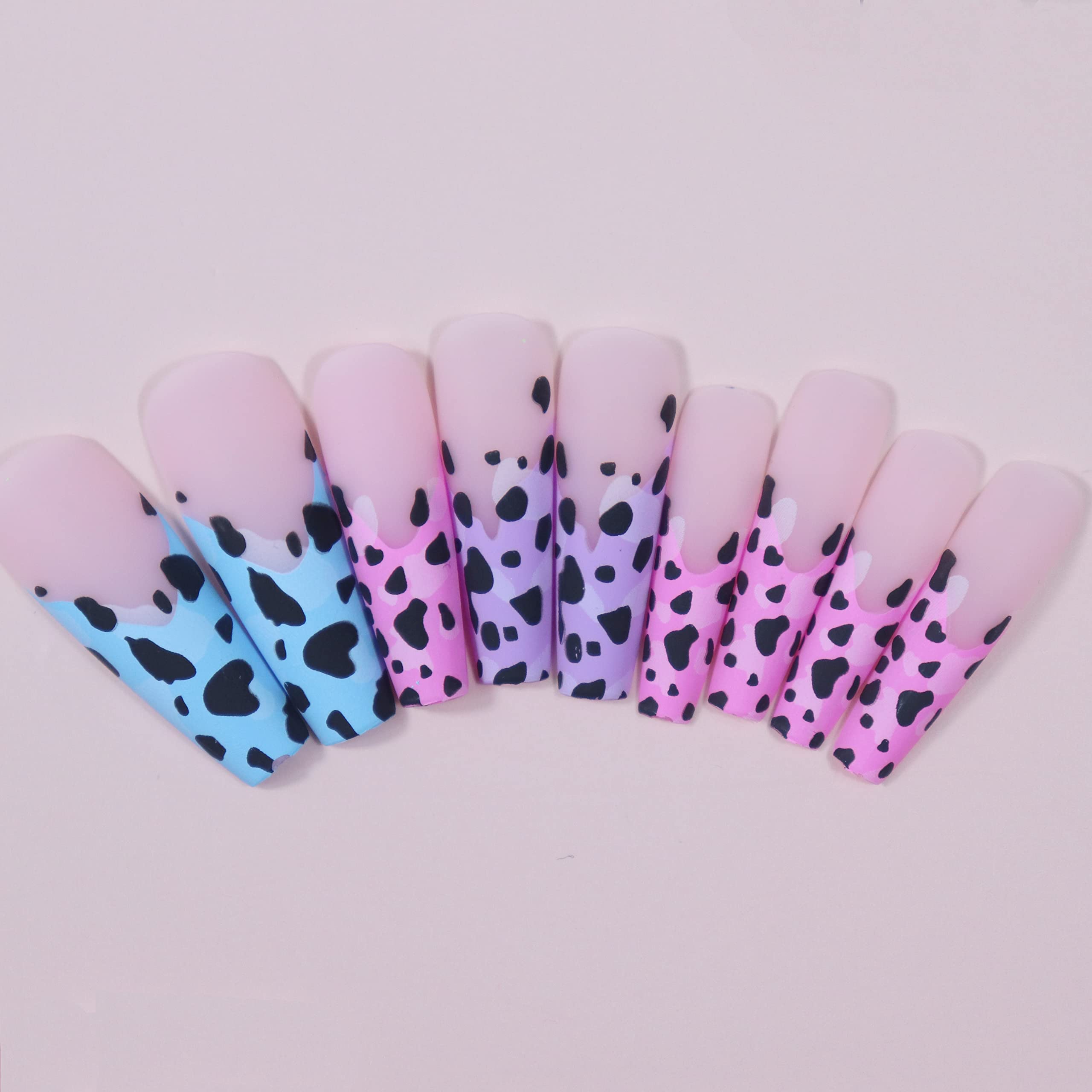 BABALAL 24pcs Coffin Press-On Nails - Matte Glue Long Fake Nails with Leopard Print Design, Ballerina Acrylic Full Cover Stick on Nails for Women | Perfect for Parties, Weddings, and Special Occasions