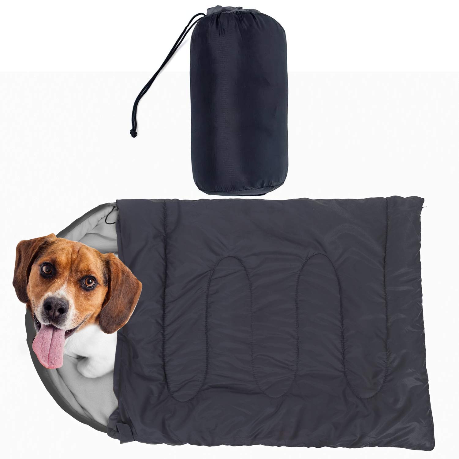 Outrav Waterproof Dog Sleeping Bag - Durable Portable Dog Bed for Camping, Hiking & Travel - Lightweight Packable Pet Bed with Stuff Sack - Perfect for Outdoor Adventures, Beach Trips & Cabin Getaways (Gray)