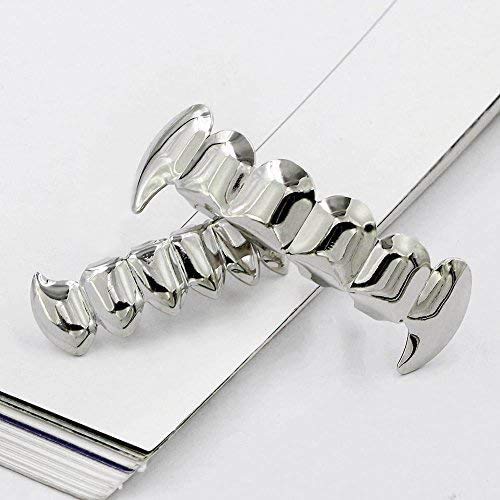 18K Gold Plated Vampire Fangs Grillz Set - Hip Hop Teeth Jewelry for Men & Women | Perfect for Halloween, Costume Parties & Rap Performances