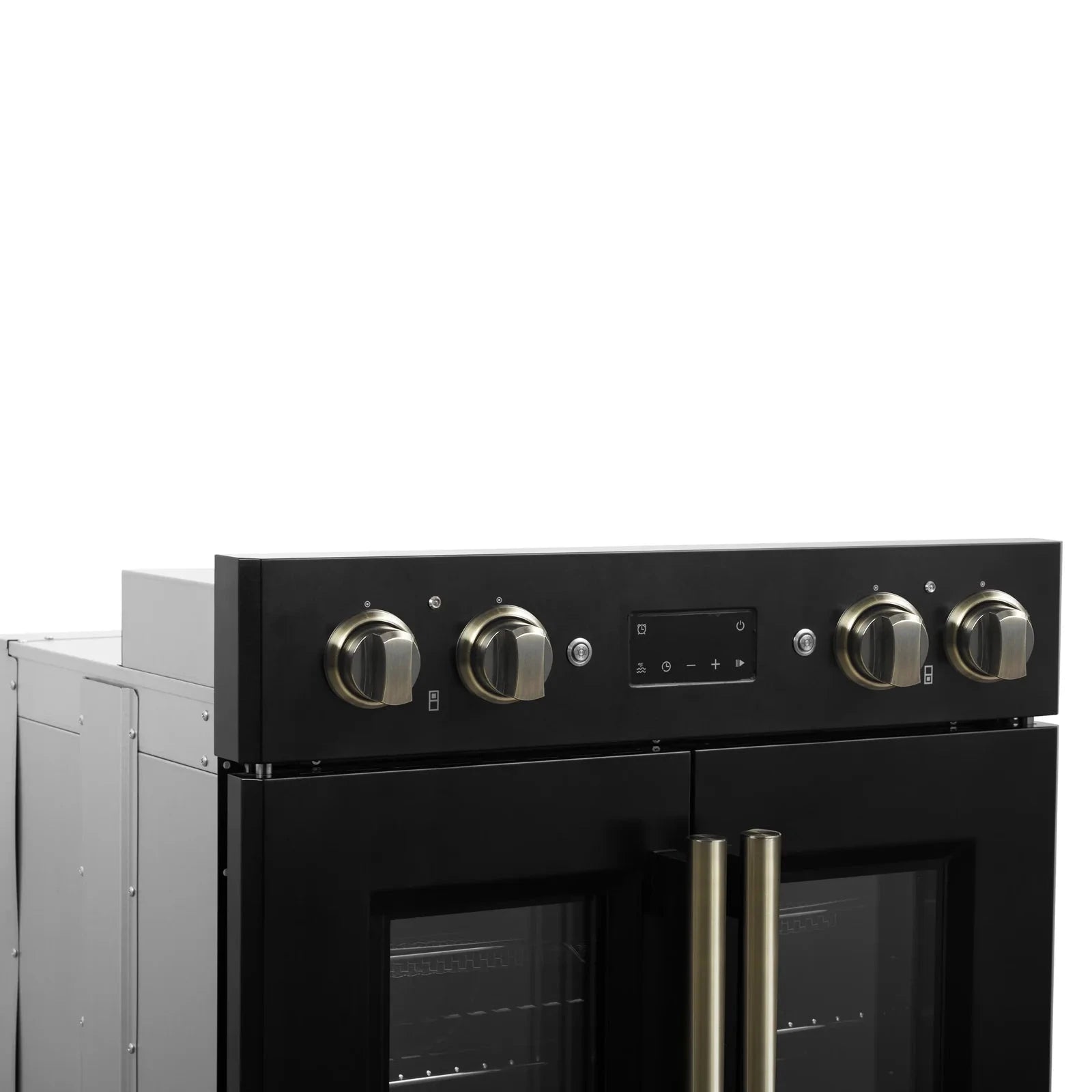 Forno Asti 30 Inch Double Electric Wall Oven with French Doors - Black Finish & Antique Brass Trim (Model FBOEL1340 30BLK) - Perfect for Modern Kitchens, Baking & Entertaining