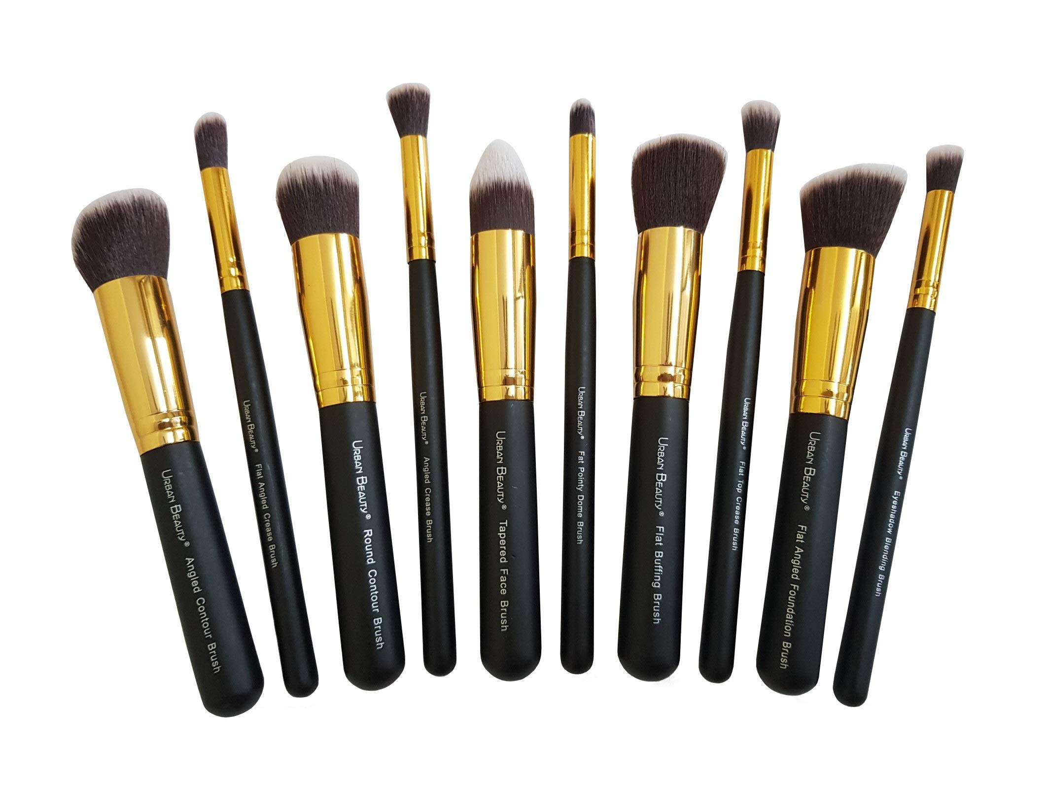 Premium 10-Piece Makeup Brush Set - Kabuki Foundation Brush, Eyeshadow Blending Brush, Buffing Brush, Contour Brush & More - Black & Gold - Perfect for Professional Makeup Artists & Beginners - Ideal for Everyday Makeup, Contouring & Blending