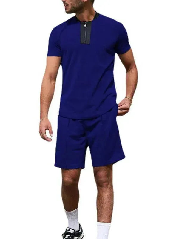 Men's Relaxed Fit Zipper Casual Shorts Set - Comfortable Summer Lounge & Outdoor Shorts for Men