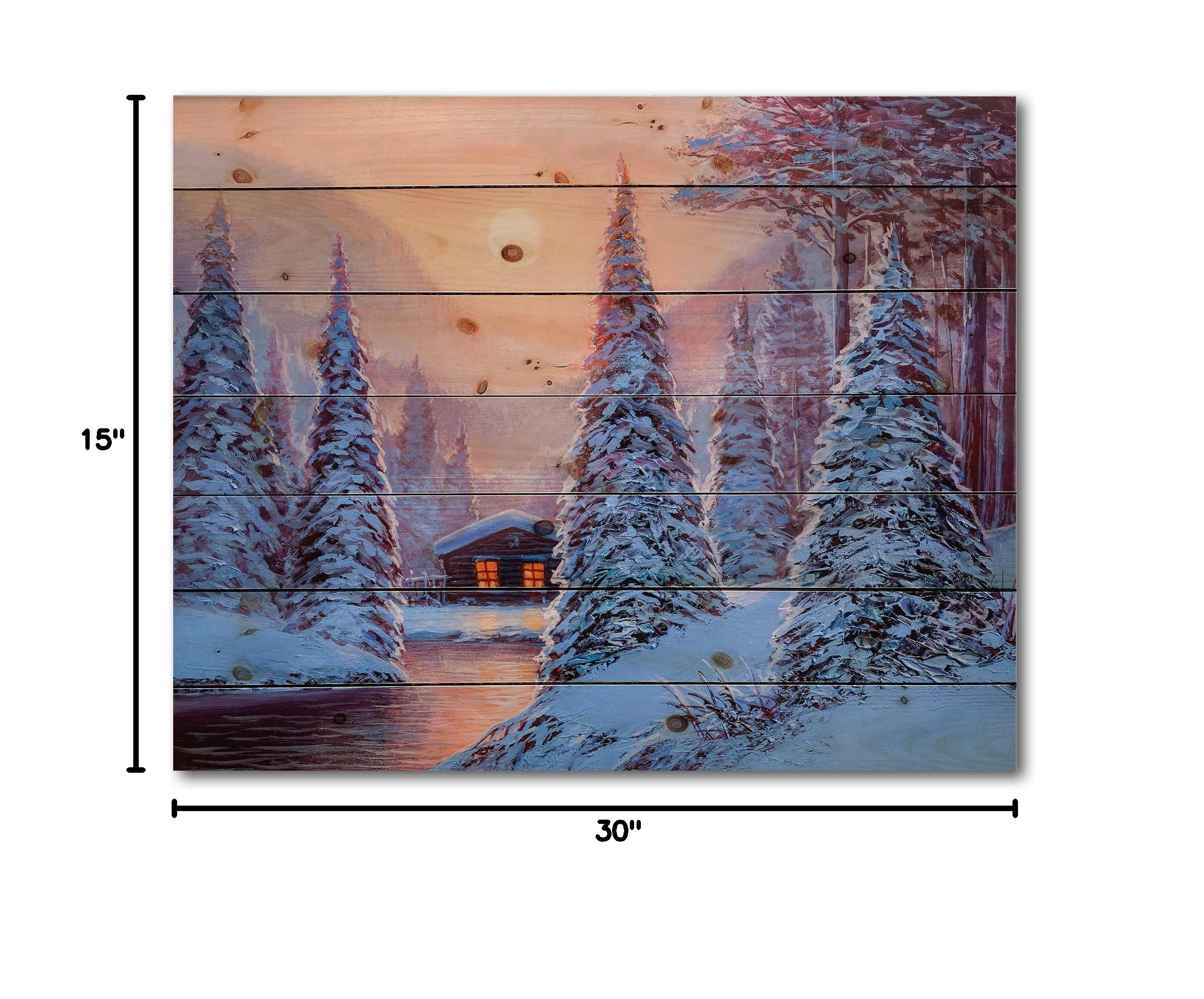 Winter Landscape Wood Wall Art - Lake House Decor for Living Room