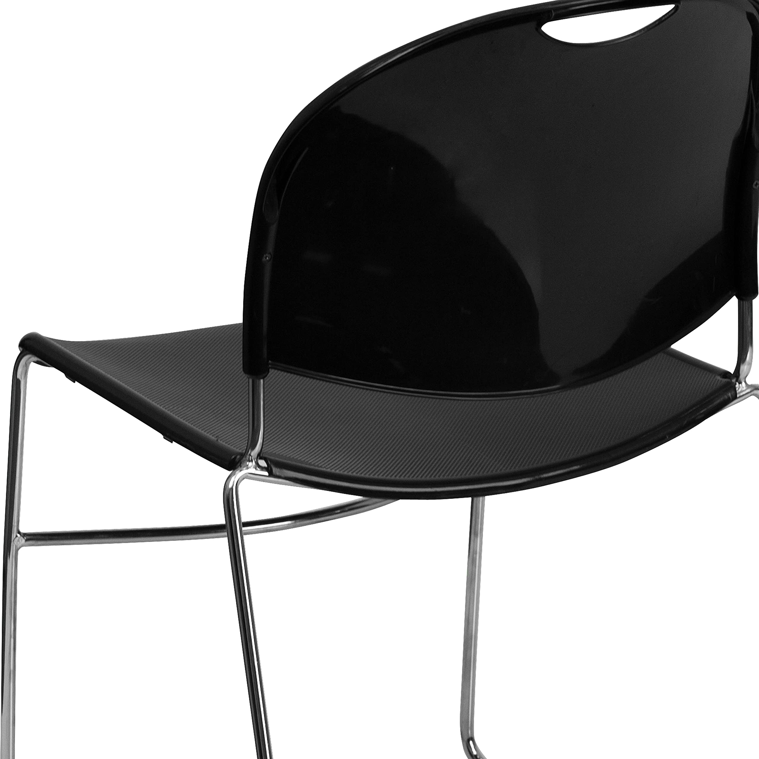 Black Ultra-Compact Stackable Chair - Space-Saving Office Guest Chair & Student Chair for Classrooms, Events, and Small Spaces