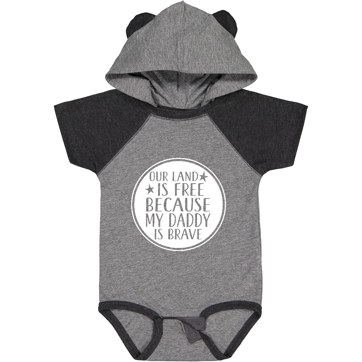 Inktastic Military Daddy is Brave Land is Free Baby Bodysuit - Patriotic Onesie for Infants, Cute American Flag Outfit for Boys & Girls - Perfect for Memorial Day, 4th of July & Veterans Day Celebrations