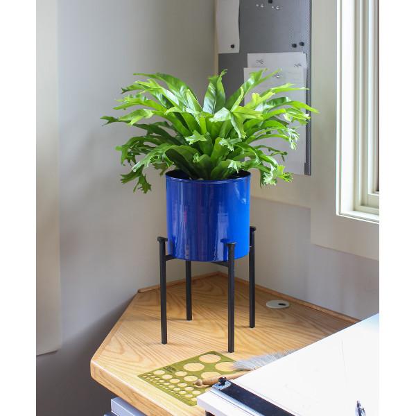 Eileen Planter with Steel Patina Pot - Modern Indoor/Outdoor Flower Pot for Home Decor, Office Plants & Garden Decorations