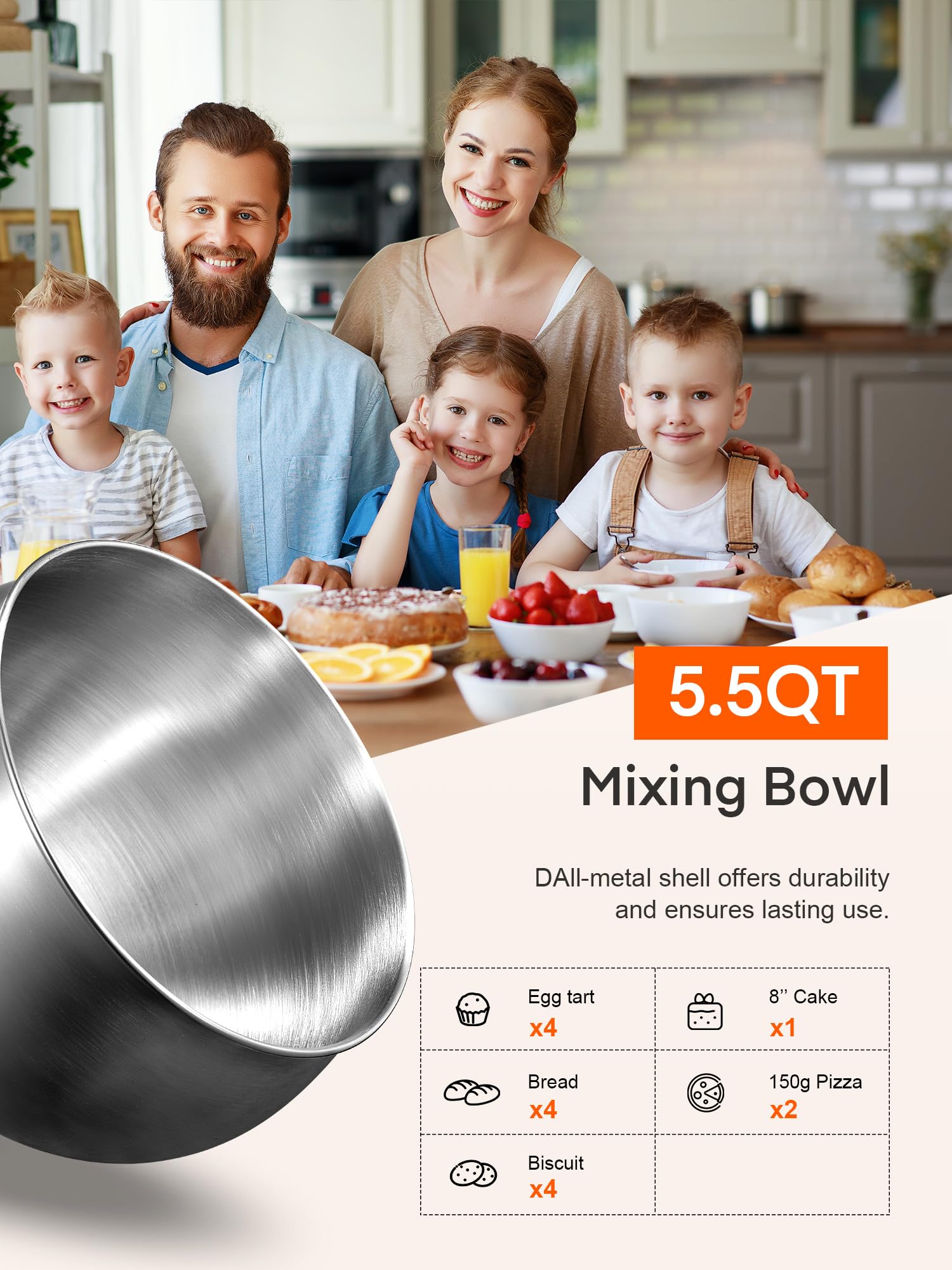 Fohere 6+ Speed Stand Mixer with Tilt-Head - Includes Double Dough Hook, Wire Whip & Beater - 4.5QT Stainless Steel Bowl with Handle & Pouring Shield - Perfect for Baking Bread, Cakes & Cookies - Dishwasher Safe (Black) - Ideal for Home Bakers & Kitchen Enthusiasts
