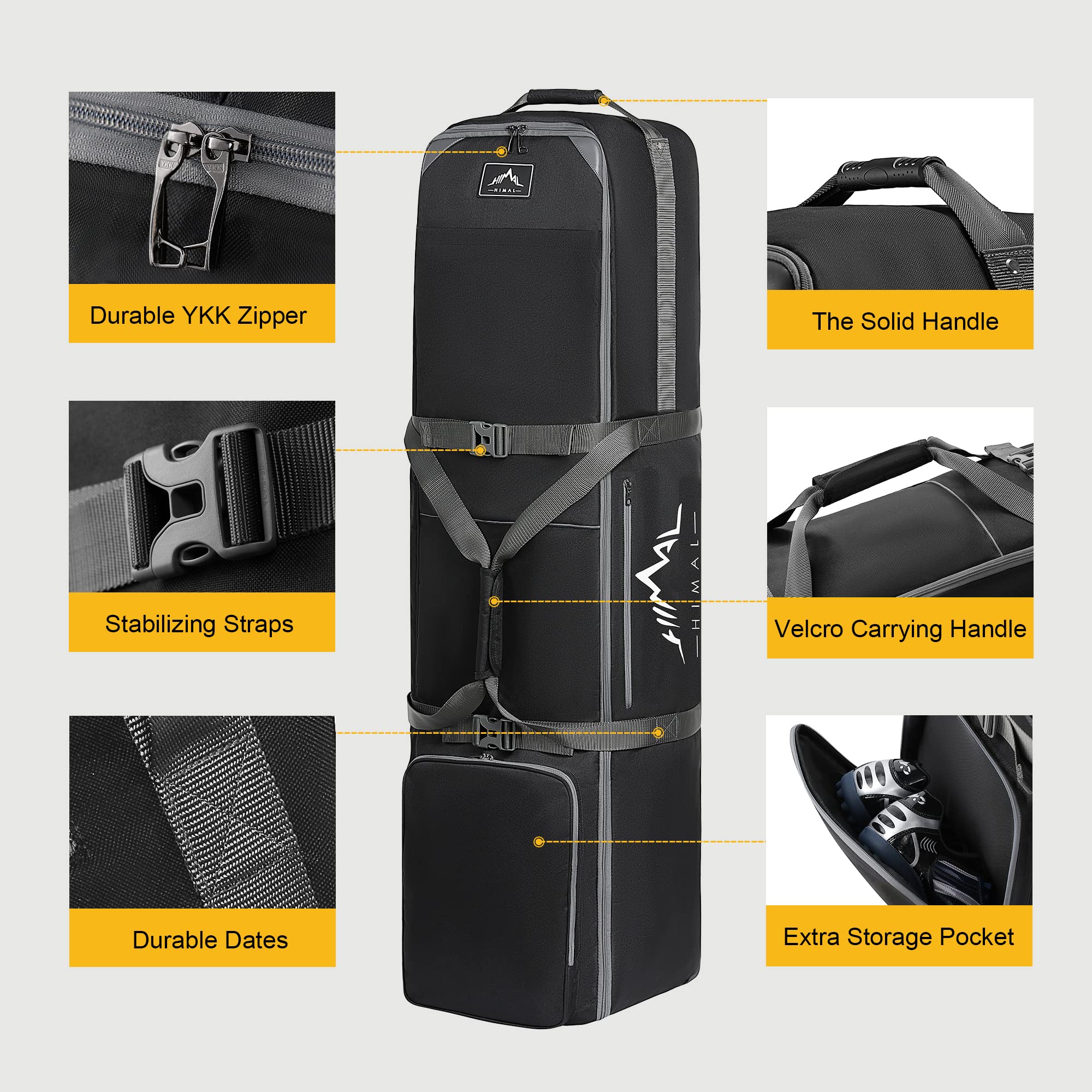 Durable 1200D Oxford Fabric Golf Travel Bag with Wheels - Heavy Duty Airline Approved Golf Club Case for Easy Transport | Perfect for Golf Trips & Air Travel