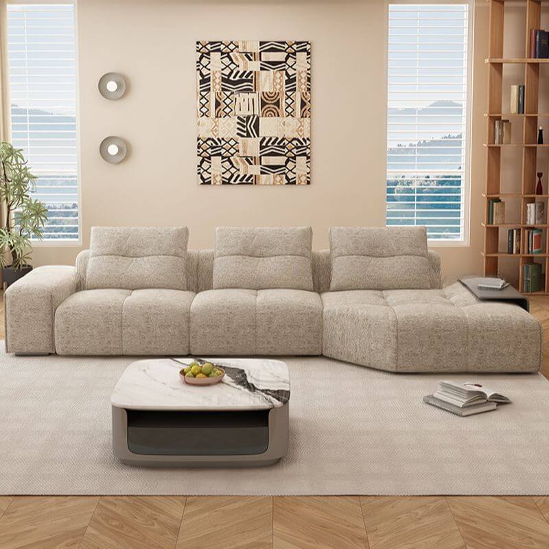 L-Shaped Sectional Sofa with Chaise Lounge for 2 People - Sturdy Hidden Support Frame - Perfect for Small Living Rooms, Apartments & Home Theater Seating