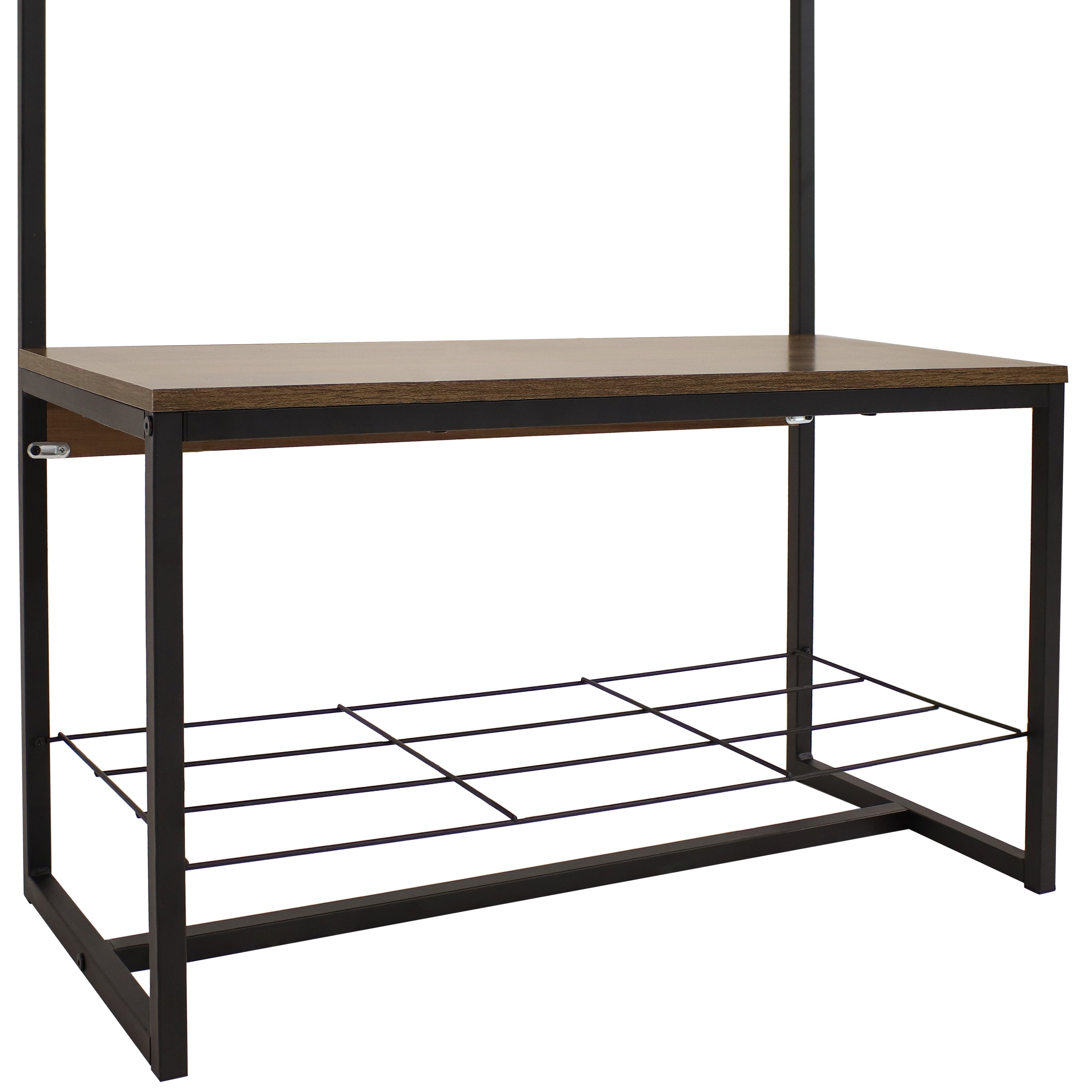 Sunnydaze Industrial Entryway Storage Bench with Coat & Shoe Rack - 67